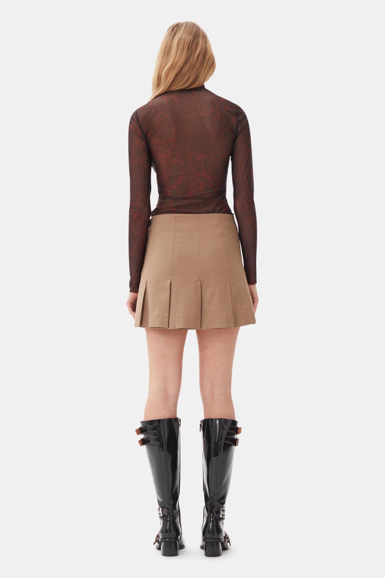 Brown Drapey Melange Mini Skirt Product Image