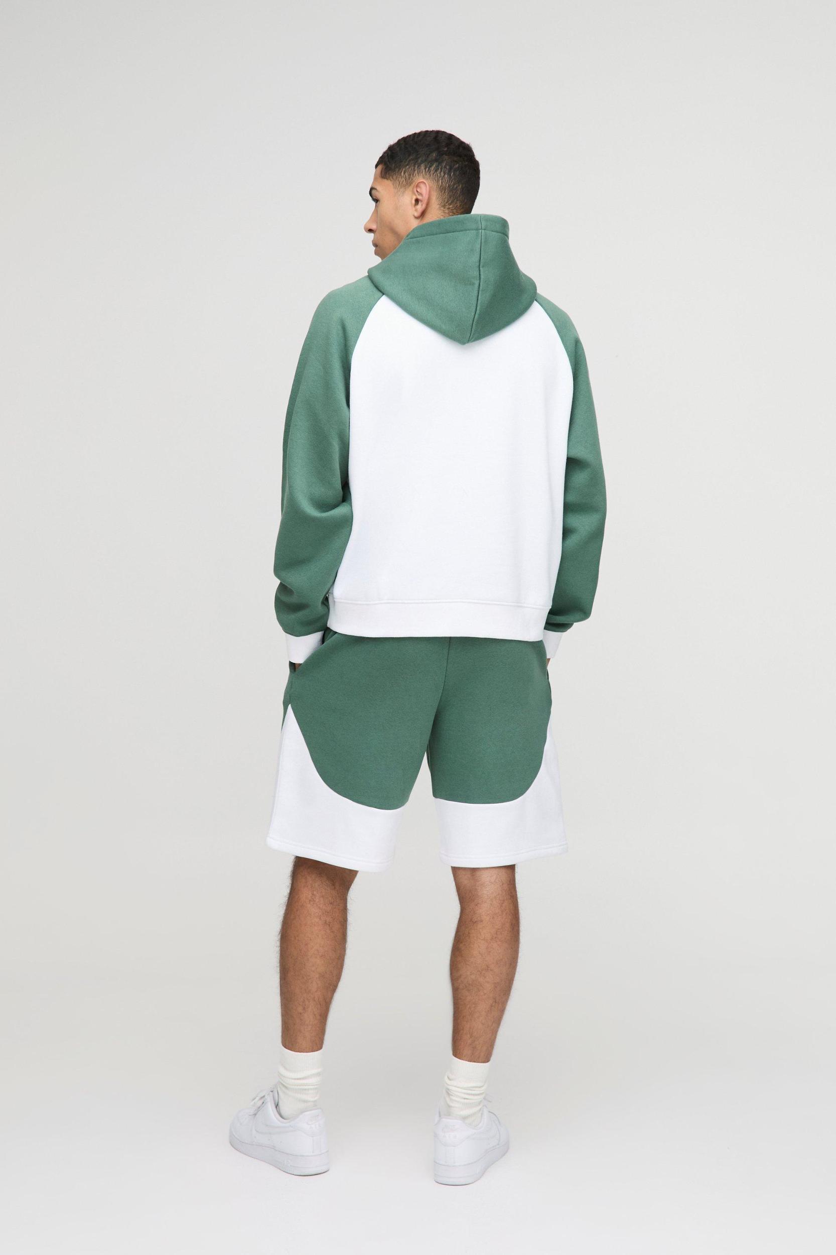 Oversized Boxy Man Colour Block Raglan Hoodie | boohooMAN USA Product Image