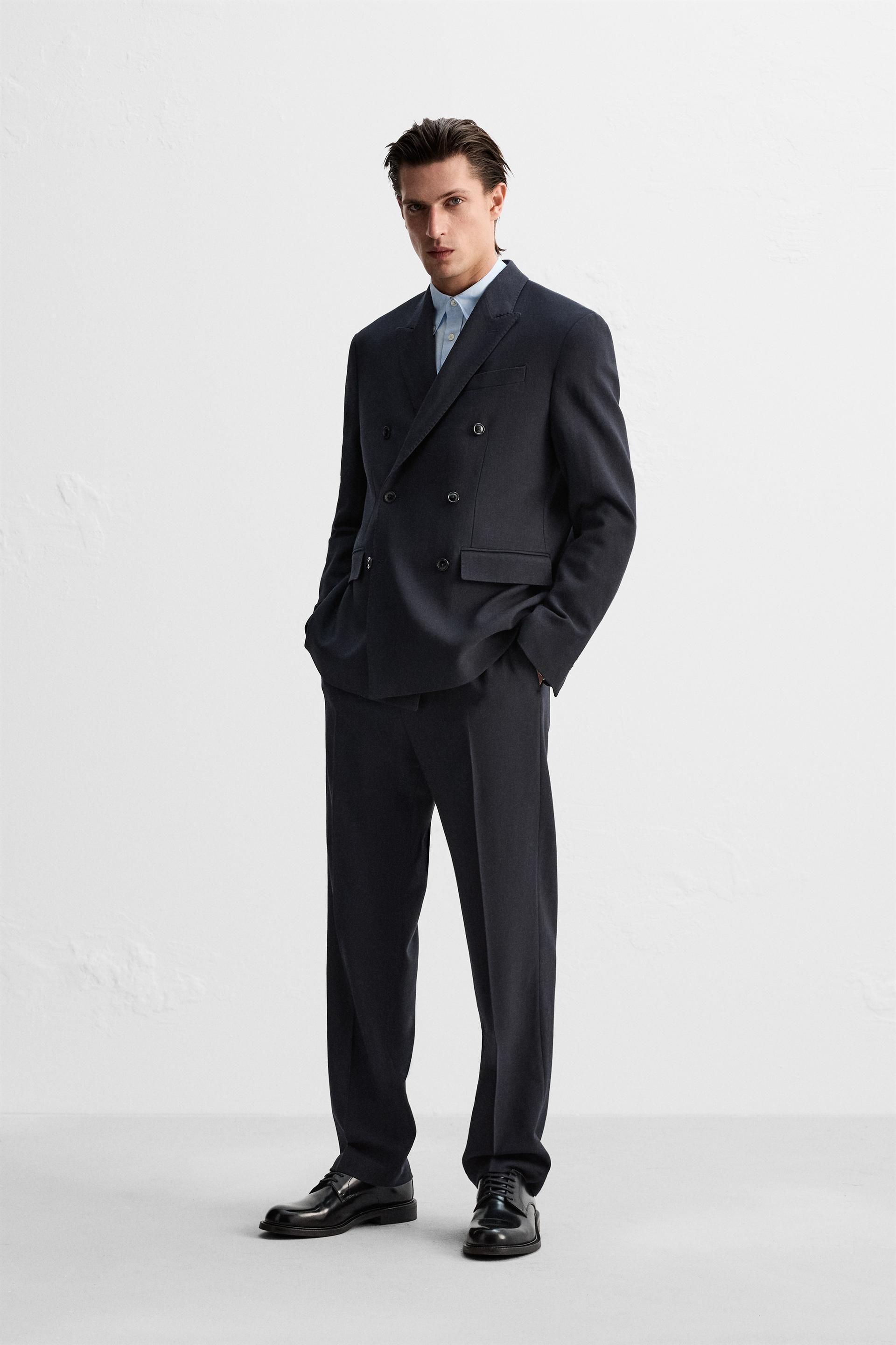 DOUBLE BREASTED HERRINGBONE SUIT JACKET Product Image