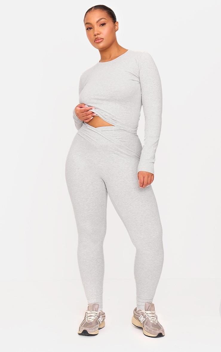 Ash Grey Sculpt Wrap Waist Gym Leggings Product Image