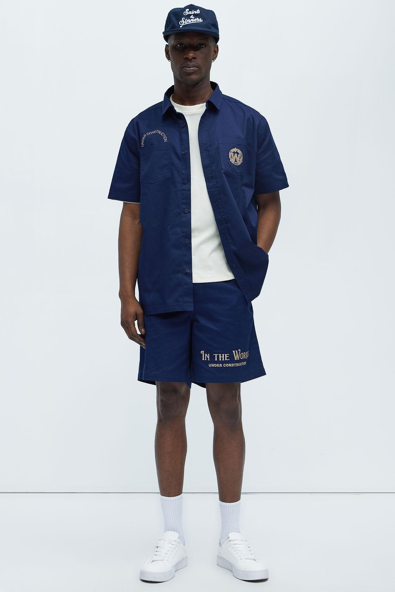 In The Works Relaxed Shorts - Navy Product Image