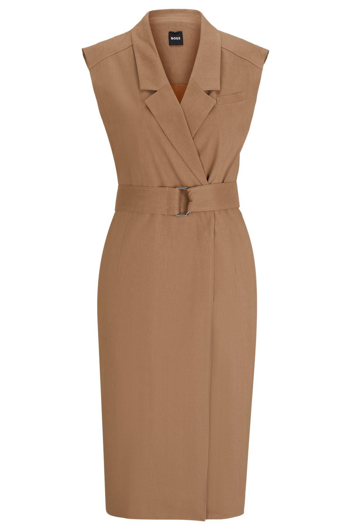 Belted wrap dress in a linen blend Product Image