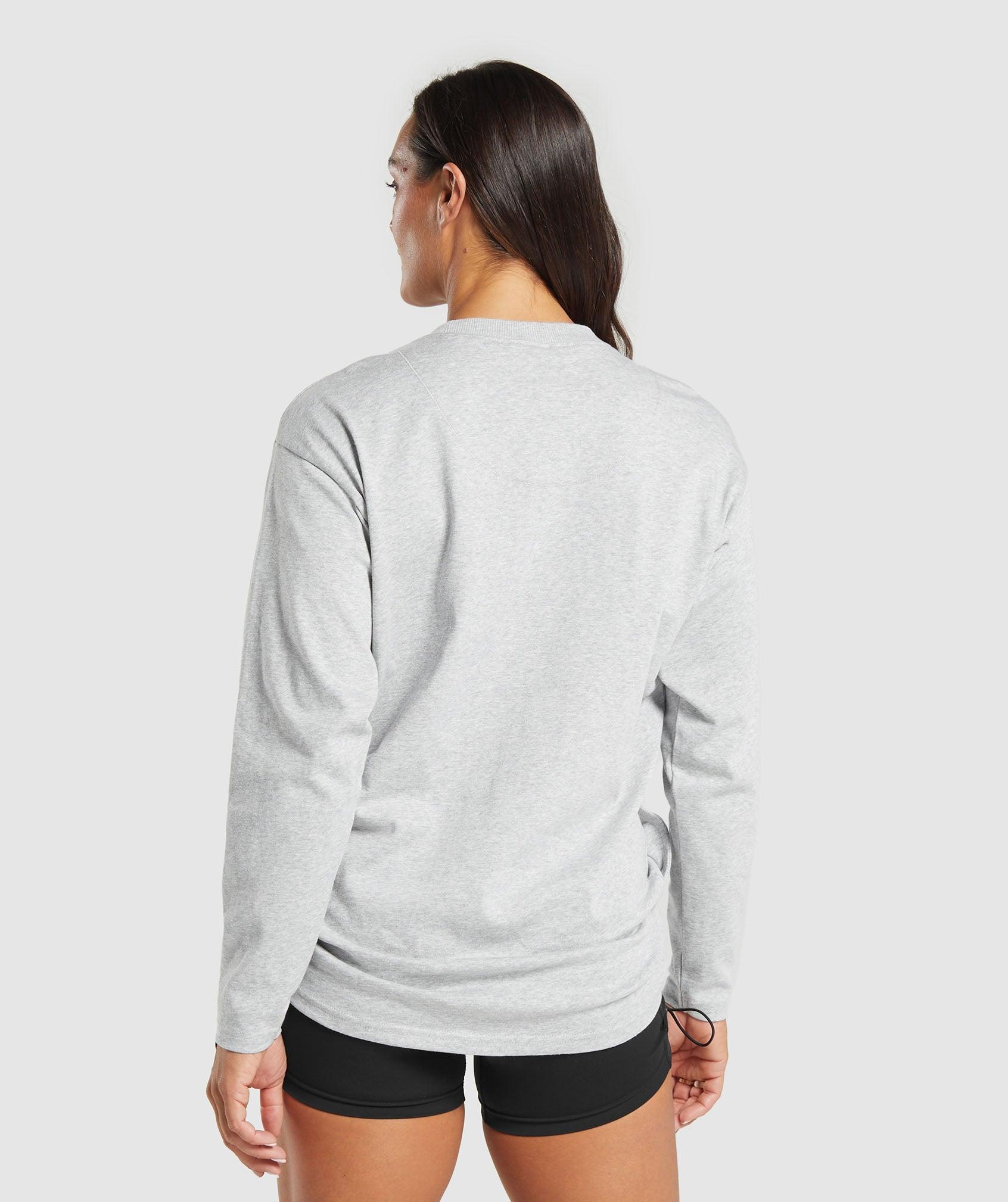 Gymshark Heavyweight Cotton Long Sleeve Top - Light Grey Marl Female Product Image