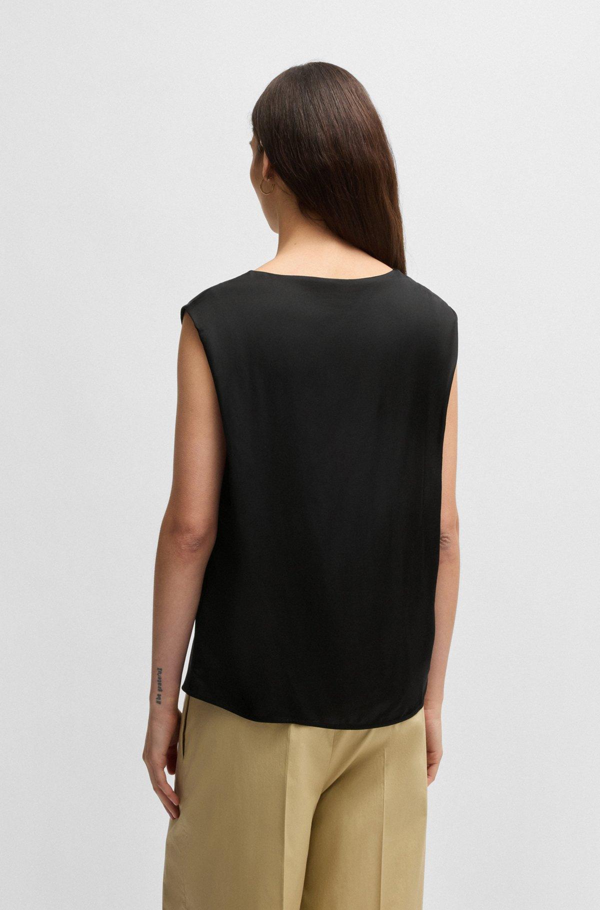 Sleeveless T-shirt with ribbed front Product Image