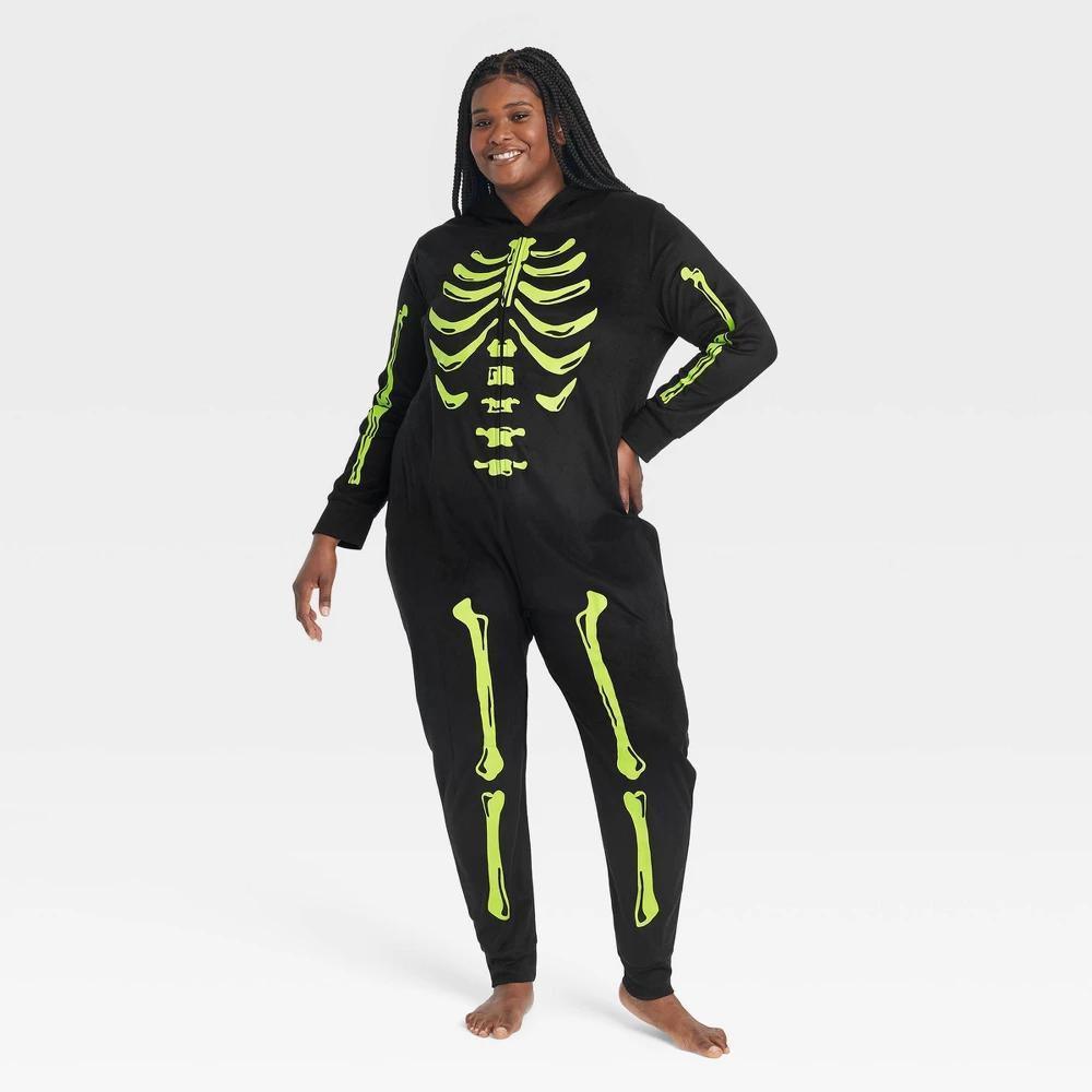 Womens Glow-in-the-Dark Skeleton Halloween Matching Family Union Suit Pajama - Hyde & EEK! Boutique 4X Product Image