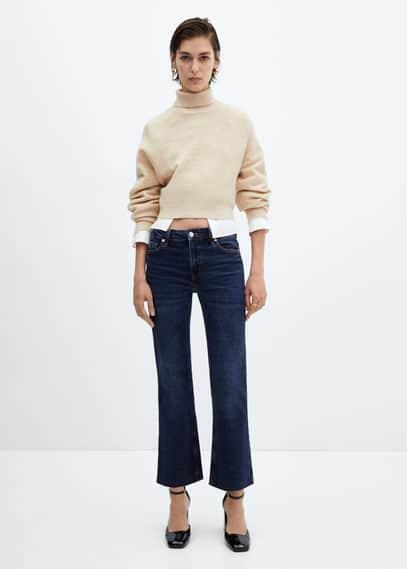 Mango Womens Crop Flared Jeans Product Image