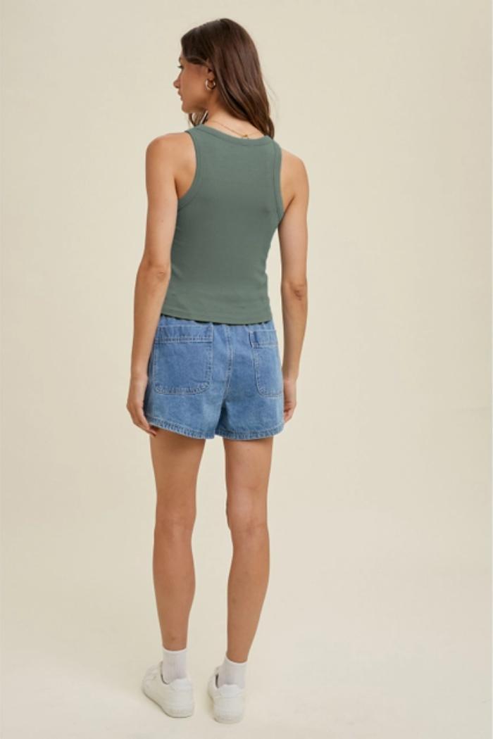 Ribbed Knit Crop Tank Top Product Image