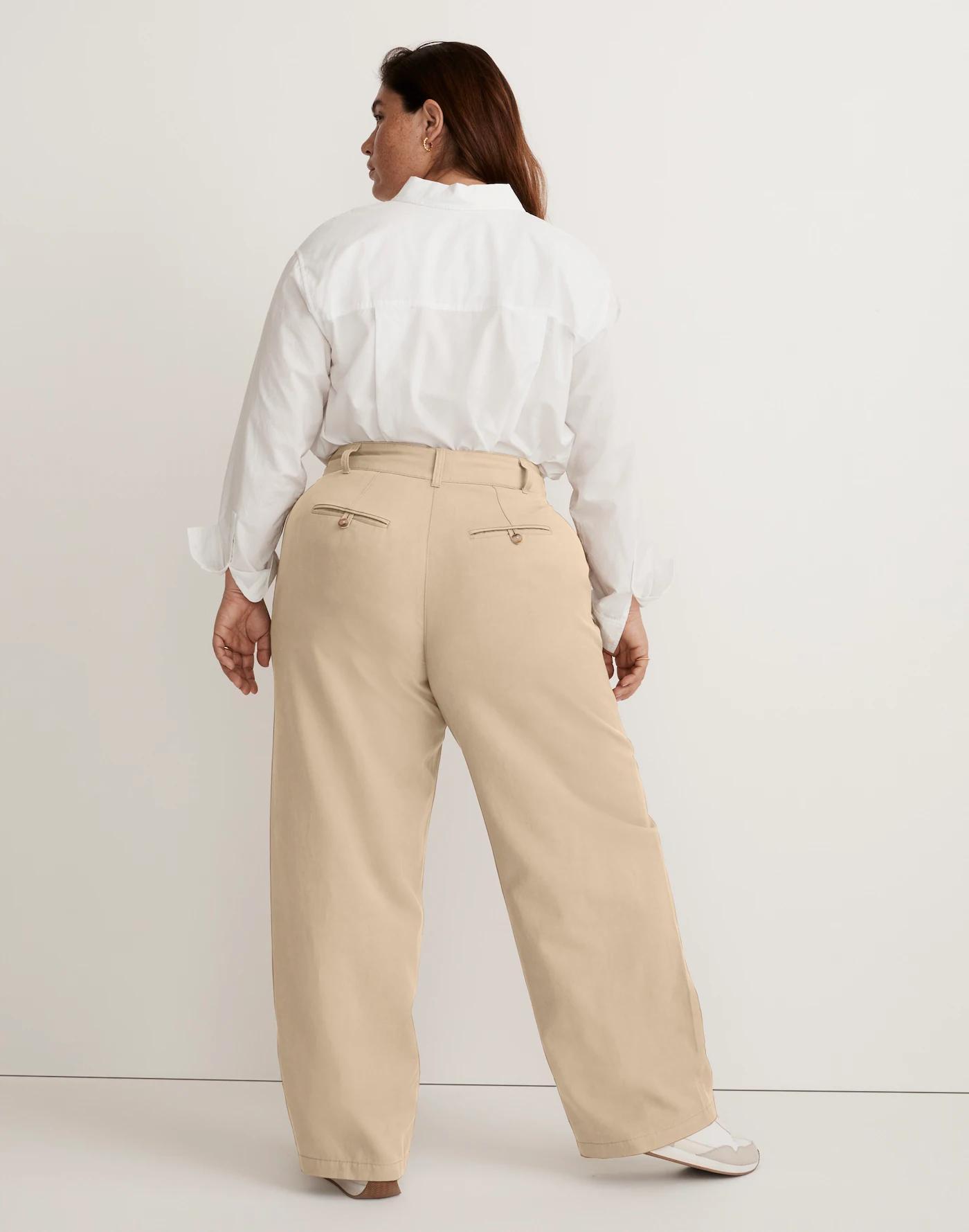 The Plus Harlow Wide-Leg Pant in Drapey Twill Product Image
