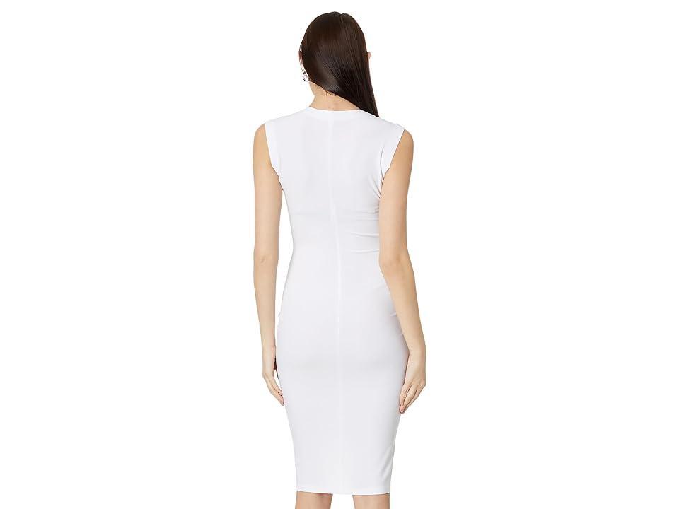 Norma Kamali Sleeveless Deep V Neck Shirred Front Dress To Knee (Snow ) Women's Dress Product Image