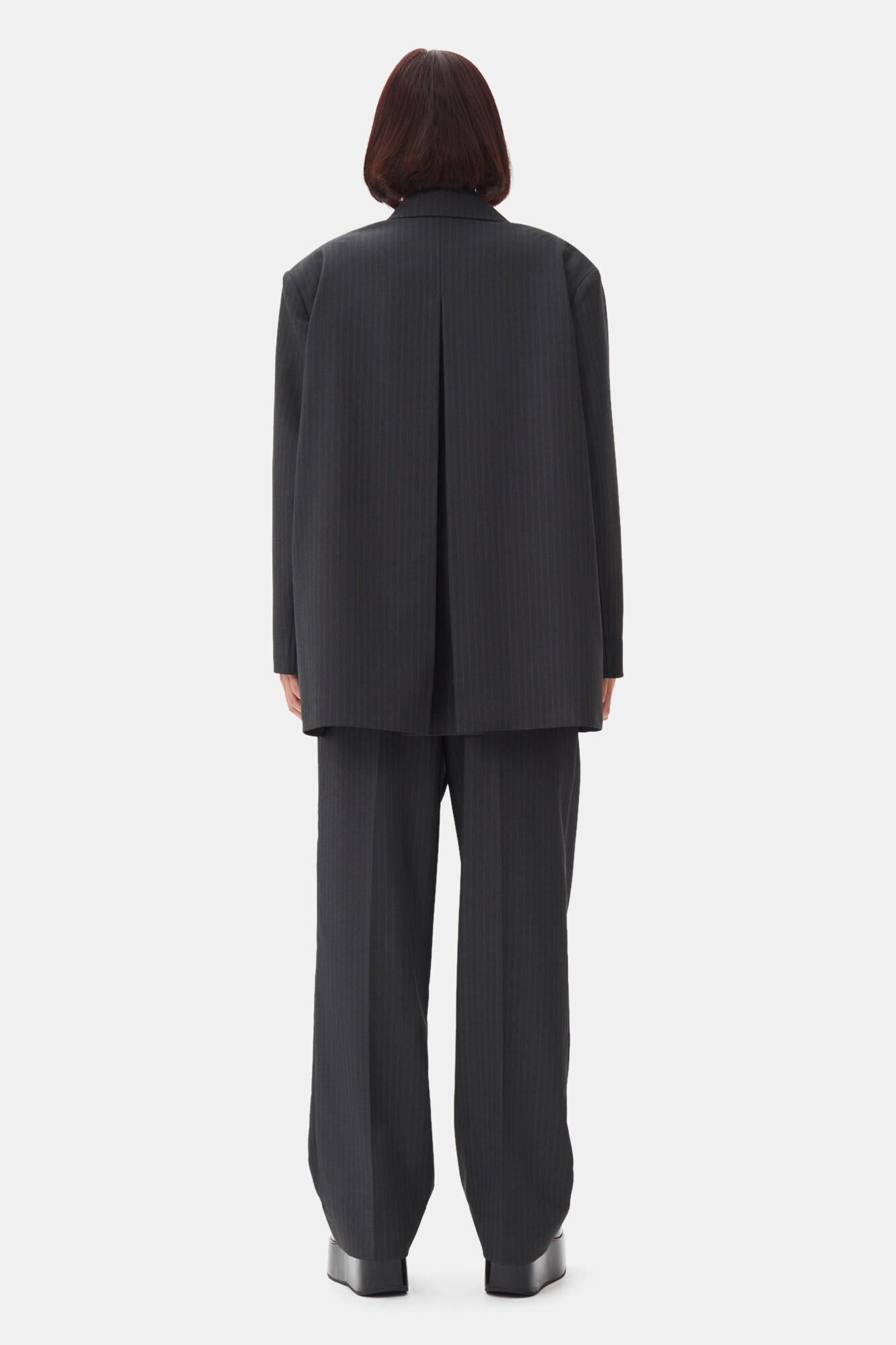 Charcoal Stripe Suiting Oversized Blazer Product Image