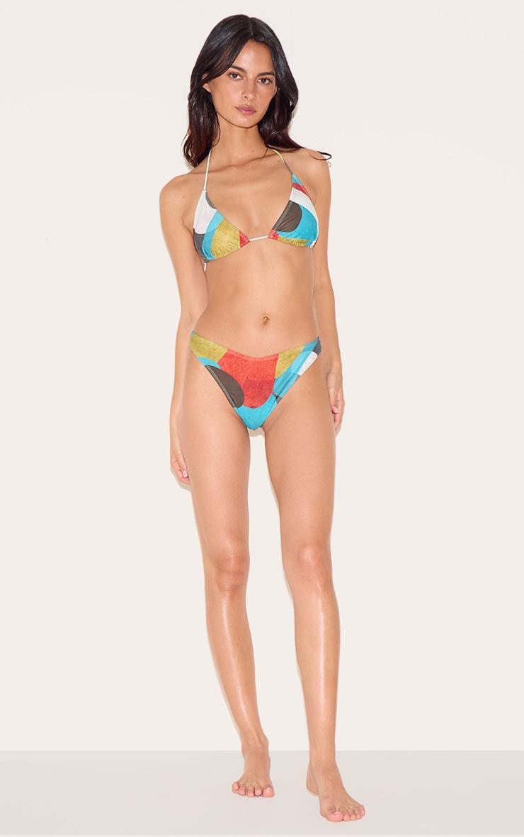 Multi Abstract Printed Triangle Bikini Top Product Image