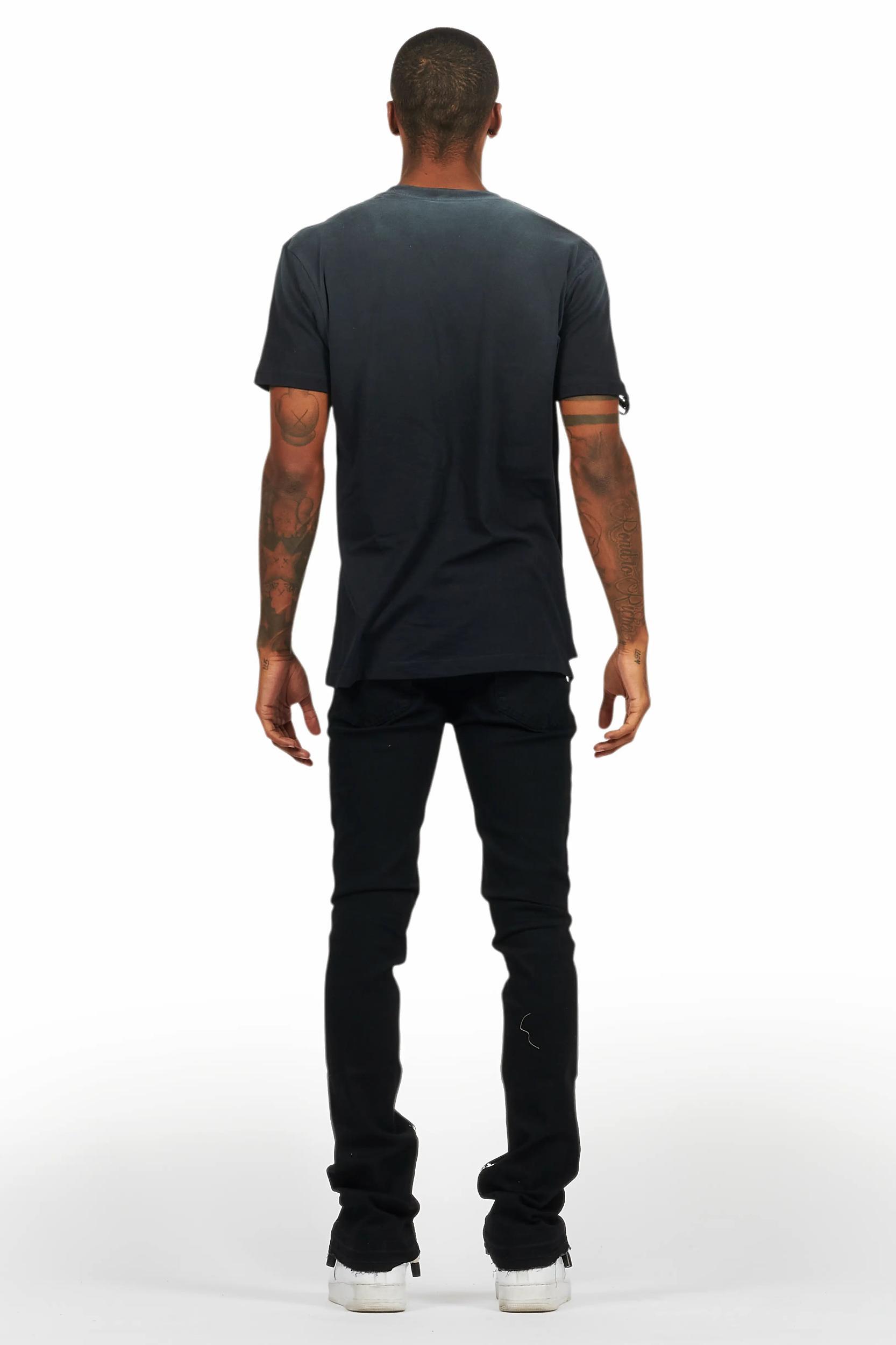Banyan Black Graphic T-Shirt/Dag Stacked Flare Jean Set Male Product Image