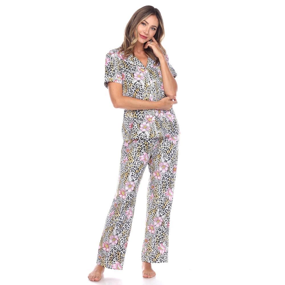 Women's Short Sleeve Top and Pants Pajama Set - White Mark Product Image