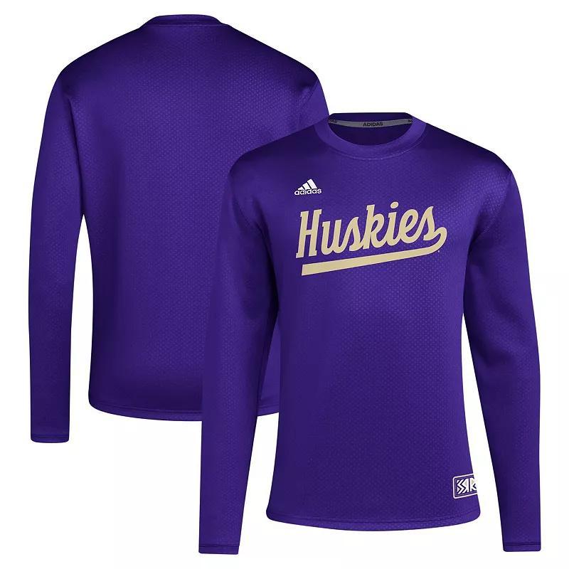 Men's adidas Purple Washington Huskies Reverse Retro Baseball Script Pullover Sweatshirt, Size: 2XL Product Image