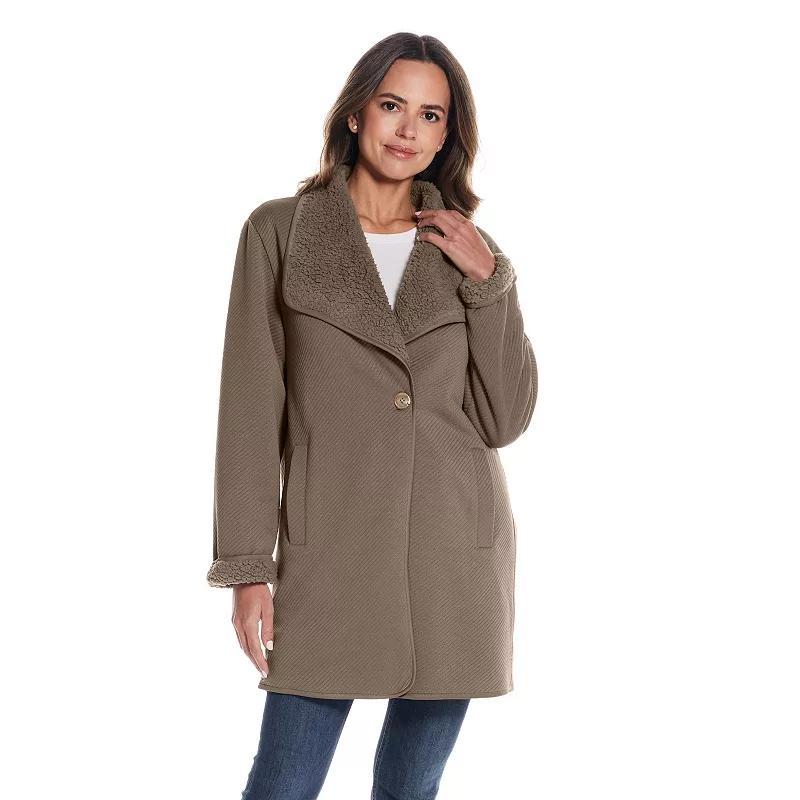 Women's Weathercast Ribbed Knit Sherpa-Lined Coatigan, Size: Medium, Black Product Image