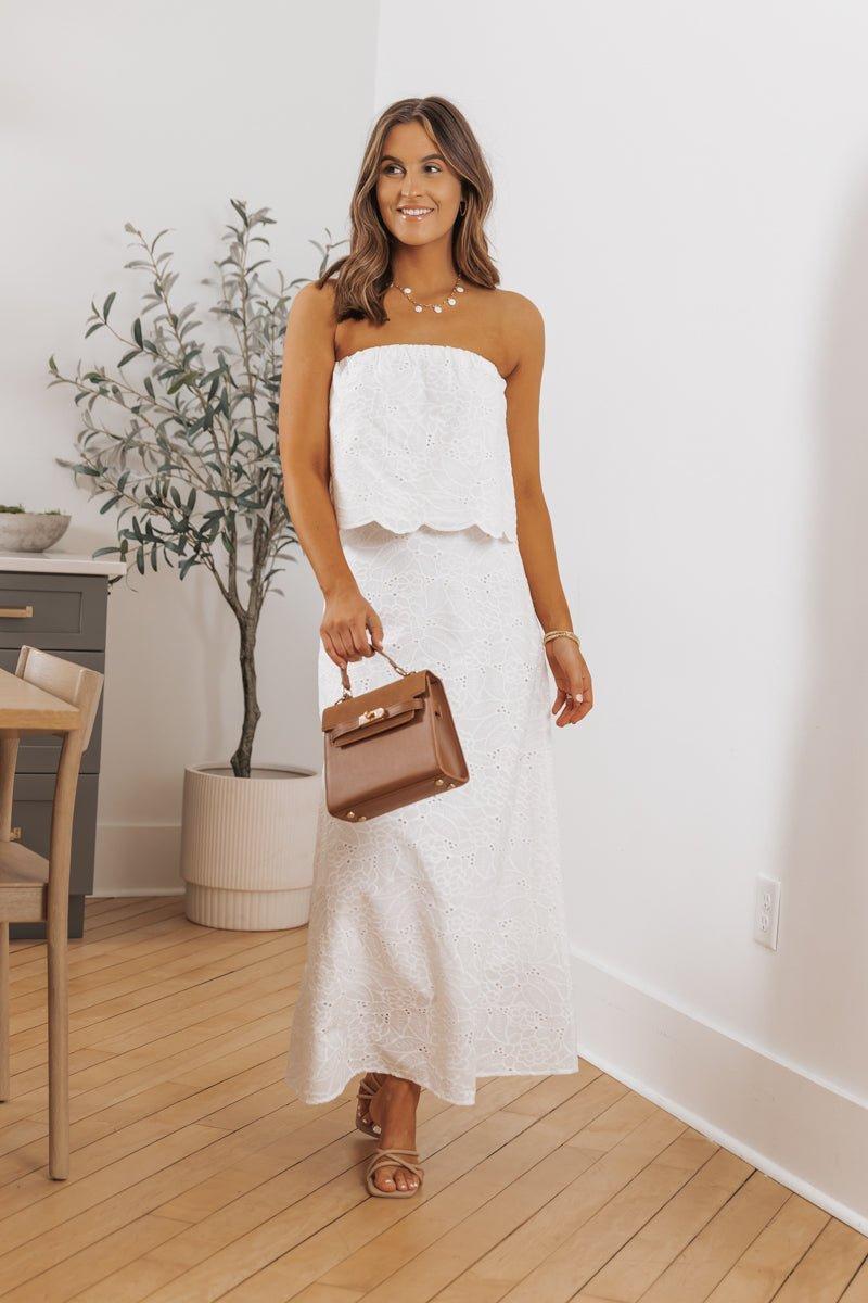 Steve Madden Amalia White Eyelet Maxi Skirt - FINAL SALE Female Product Image