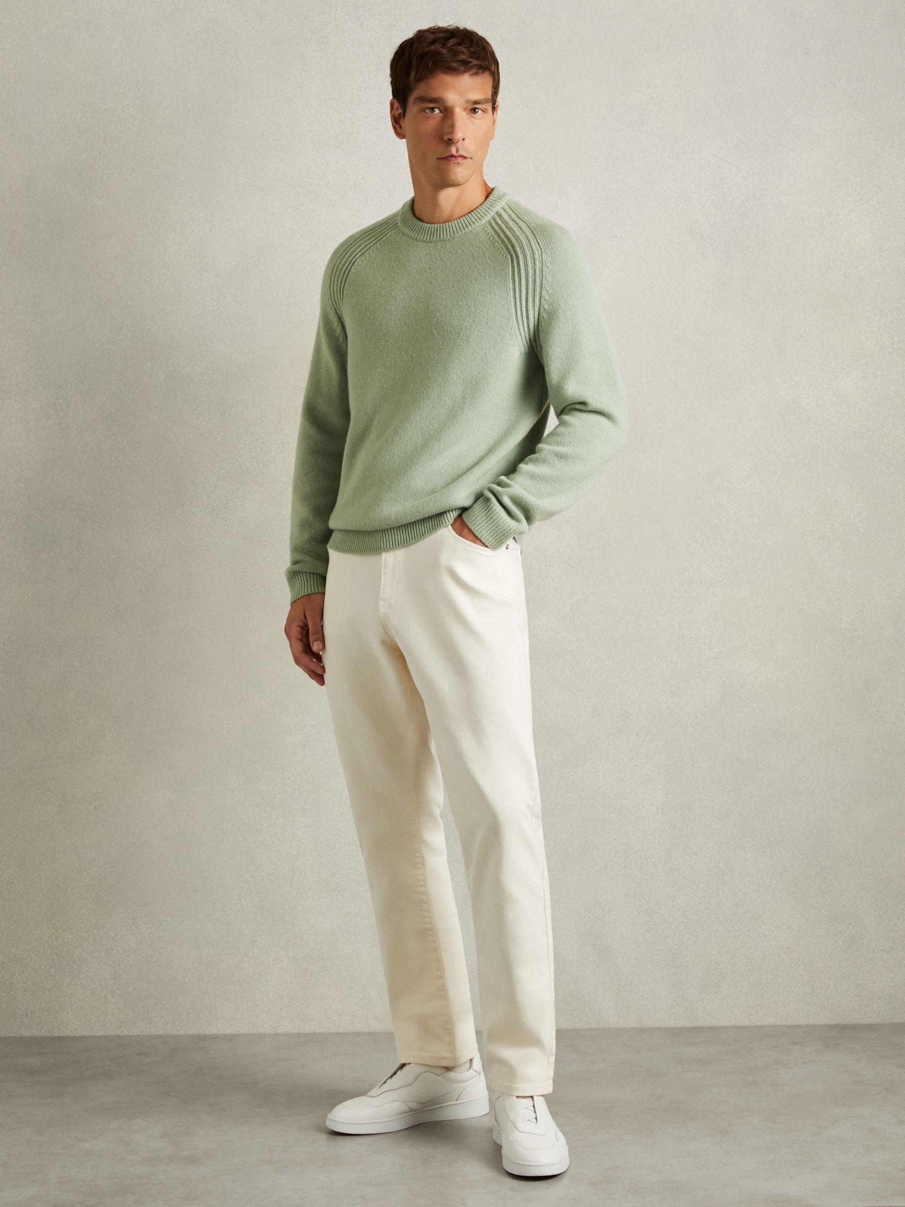 Wool-Blend Raglan-Sleeve Jumper in Sage Green Product Image