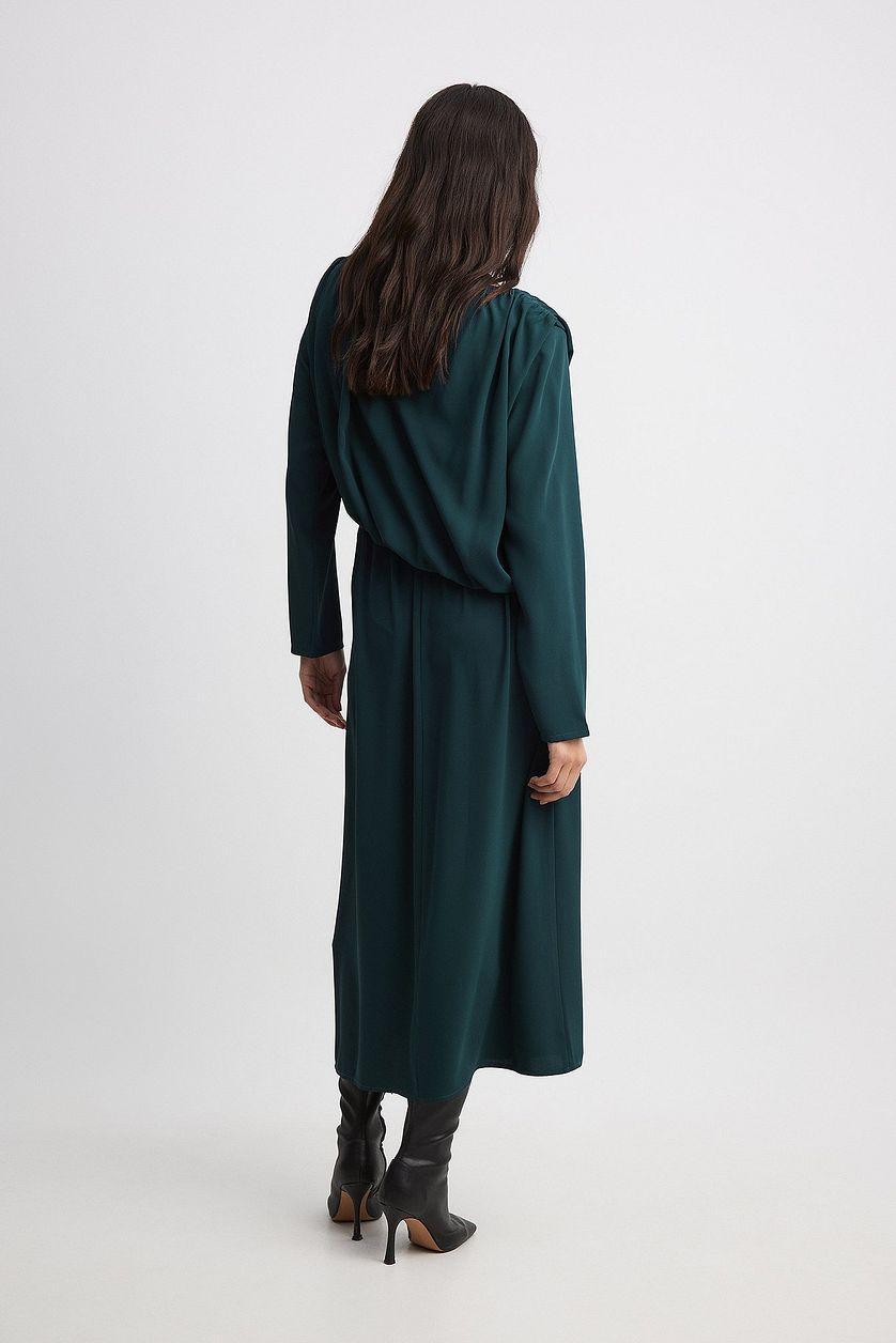 Asymmetric Waist Draped Midi Dress Product Image
