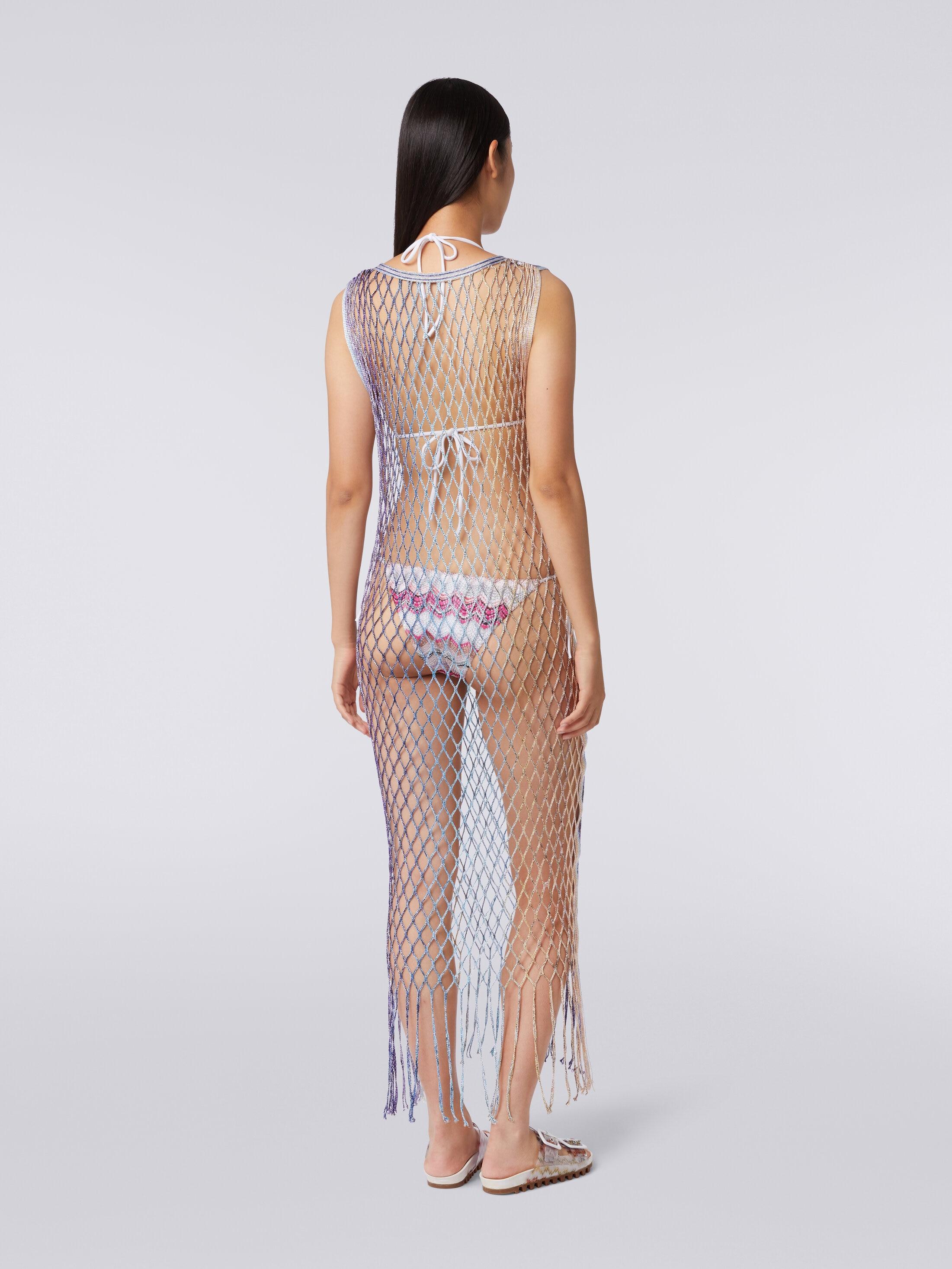 Cover up in metal-effect mesh with fringes Product Image