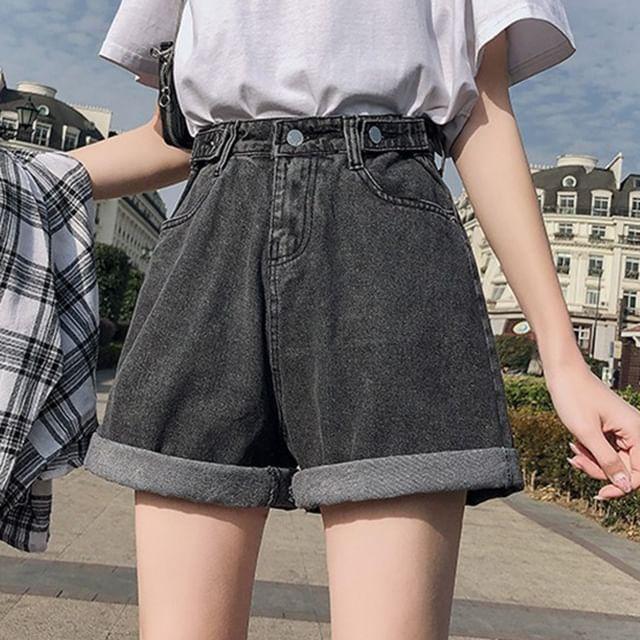 High Waist Denim Shorts Product Image