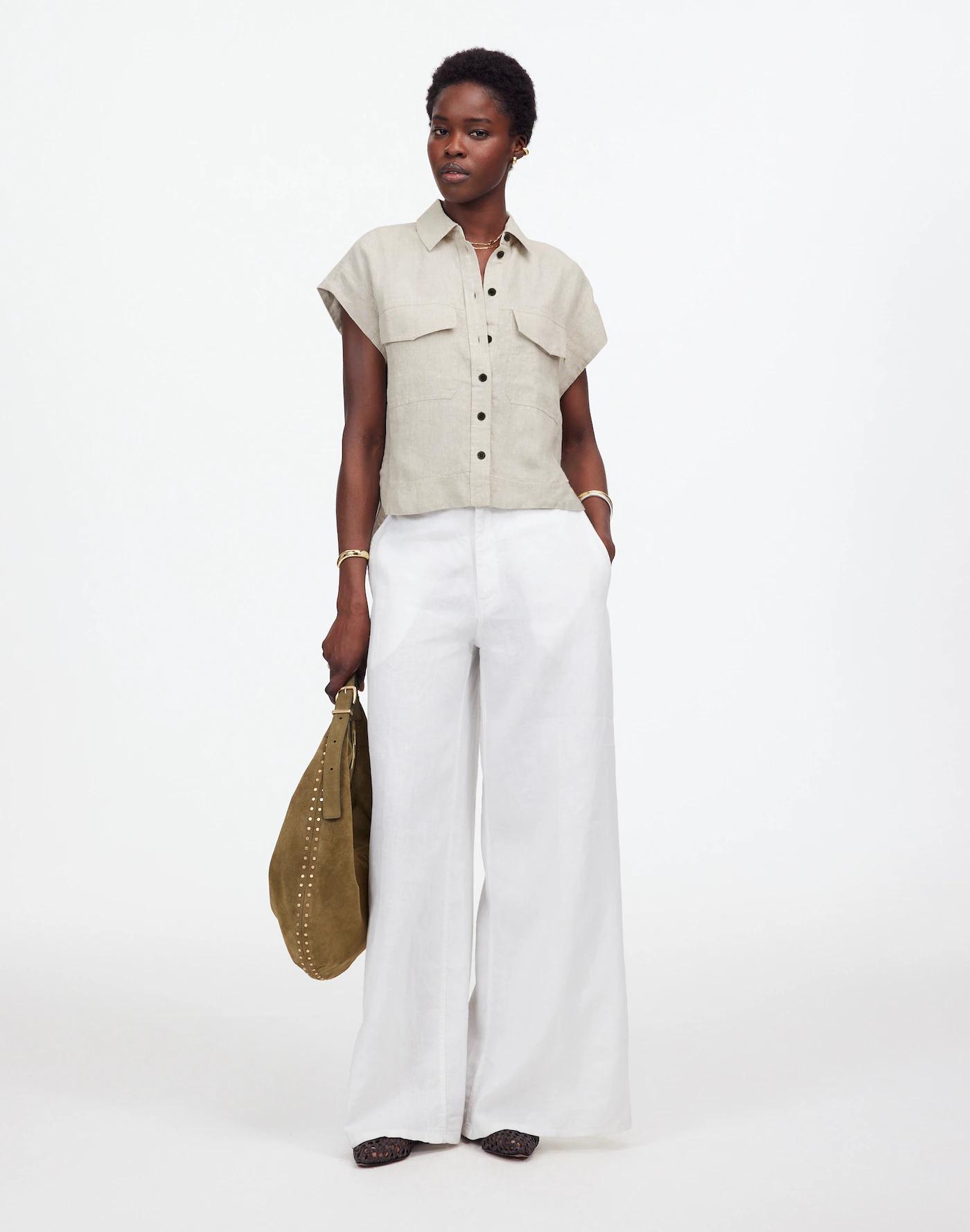 Boxy Cargo-Pocket Button-Up Shirt Product Image