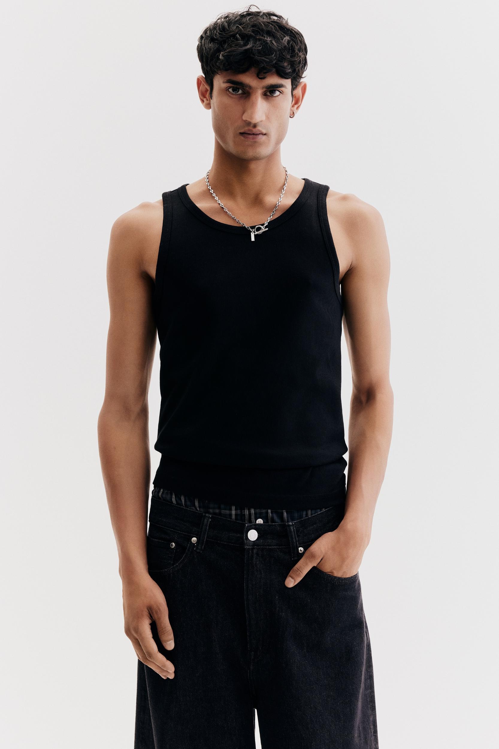 Slim Fit Ribbed Tank Top Product Image