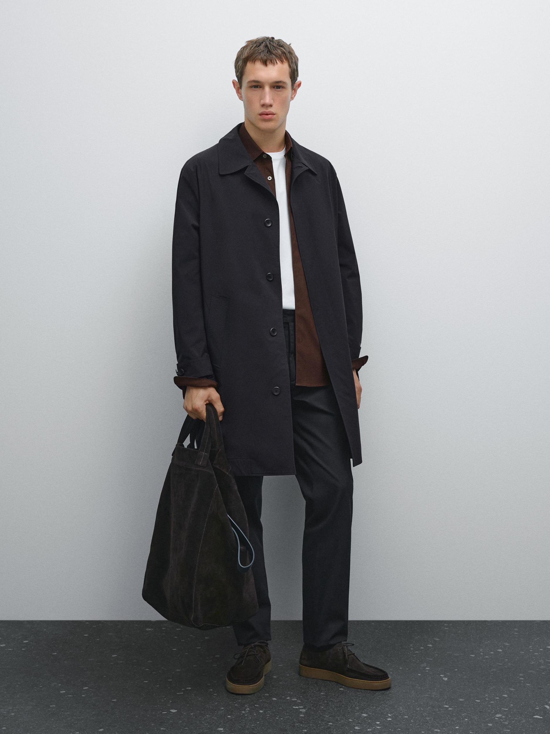 Cotton blend slim fit trousers Product Image