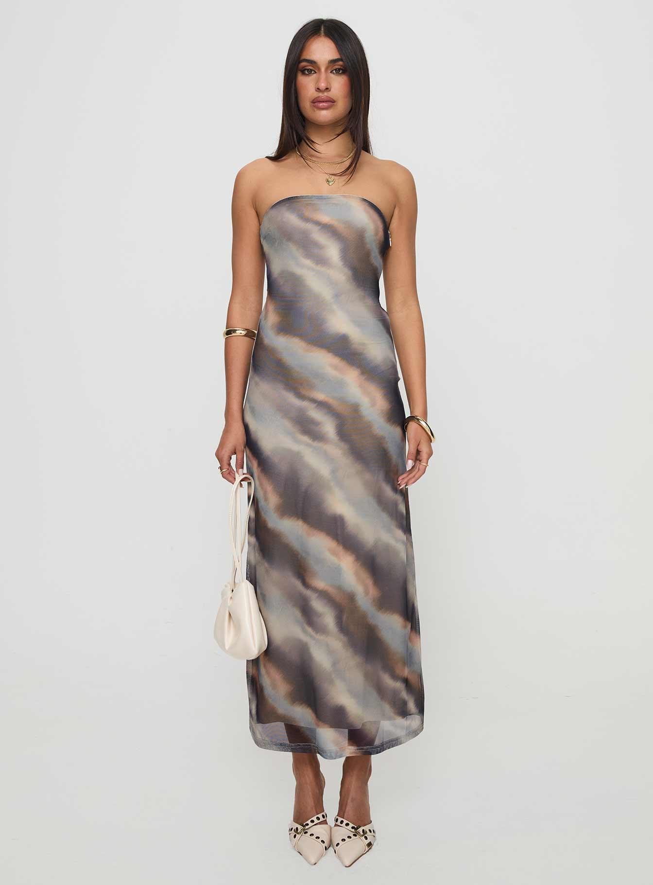 Pinacle Strapless Maxi Dress Brown Product Image