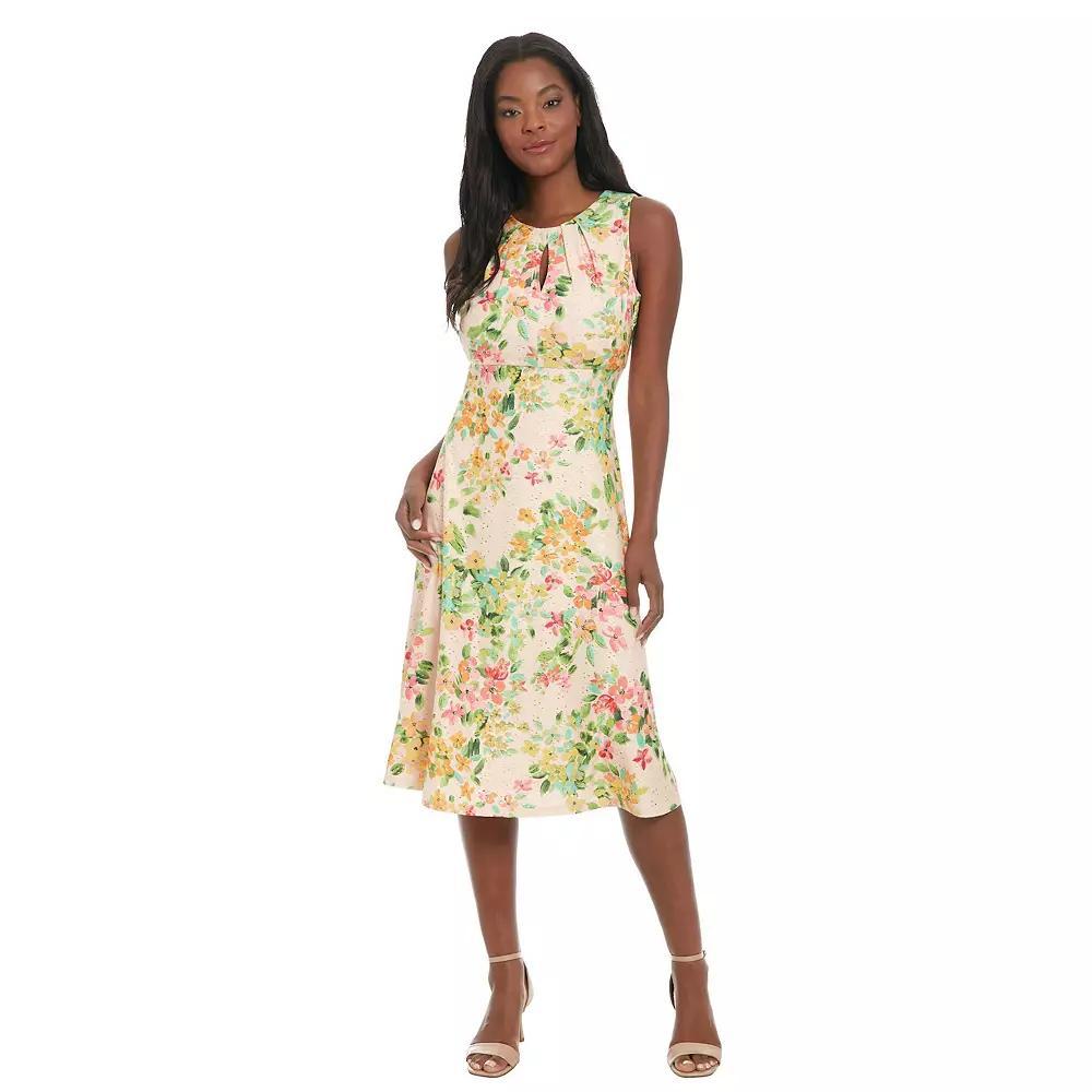 Petite London Times Embroidered Eyelet Keyhole Midi Dress, Women's,  Product Image