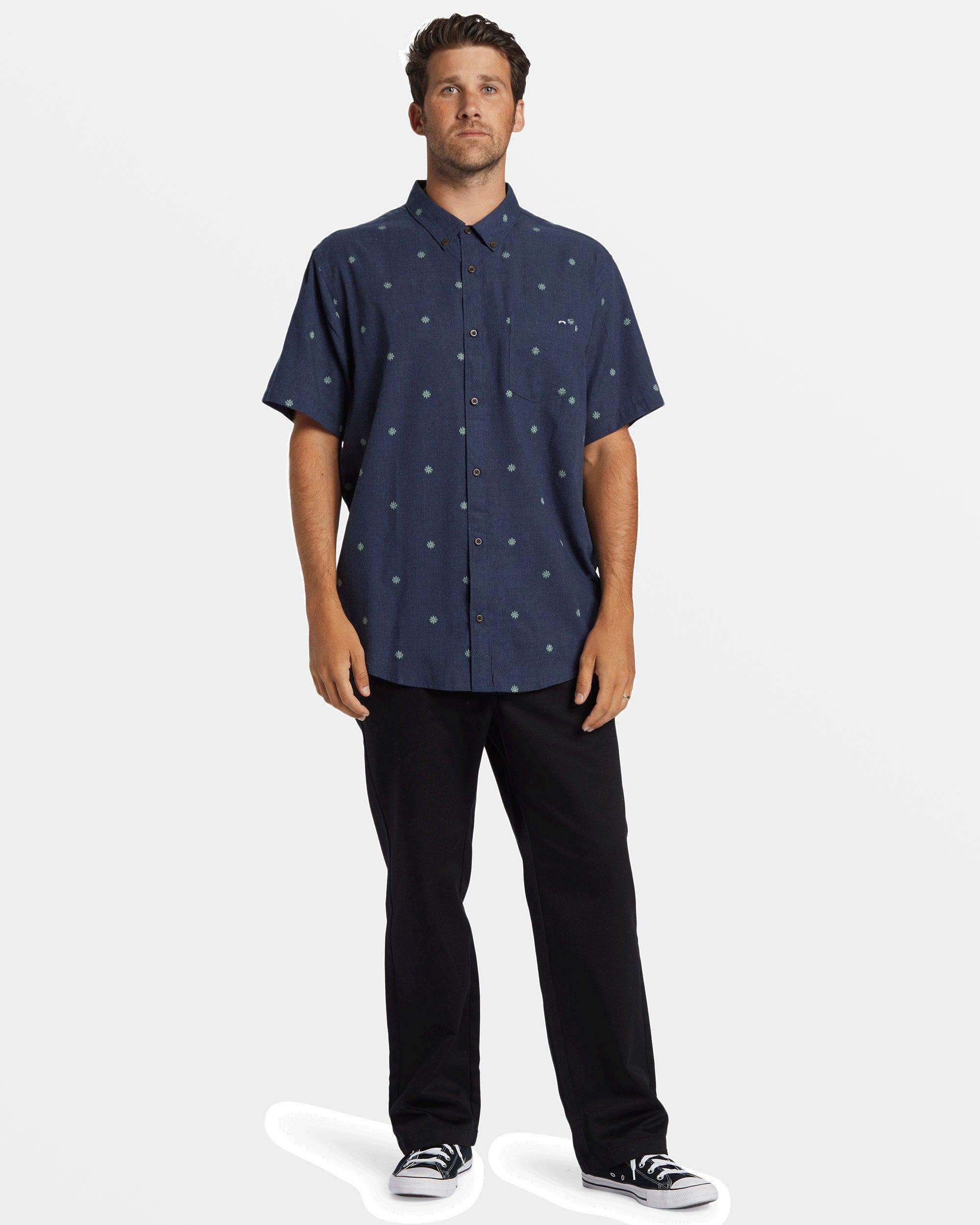 All Day Jacquard Short Sleeve Shirt - Dusty Navy Male Product Image