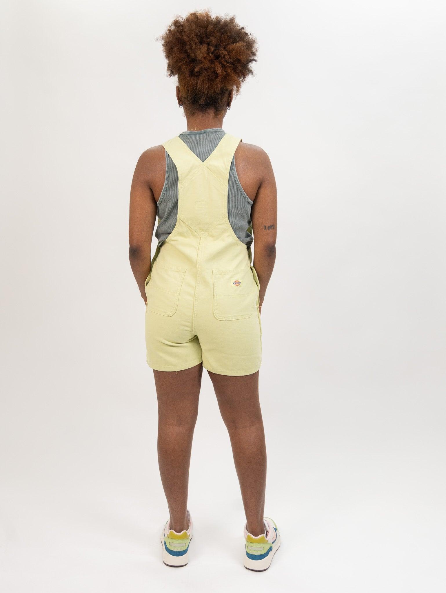 Dickies Women's Duck Canvas Short Bib - Stonewash Pale Green Product Image