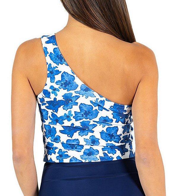 Janela Bay Solid Navy Shirring High Cut Seamless High Waist Swim Bottom Product Image