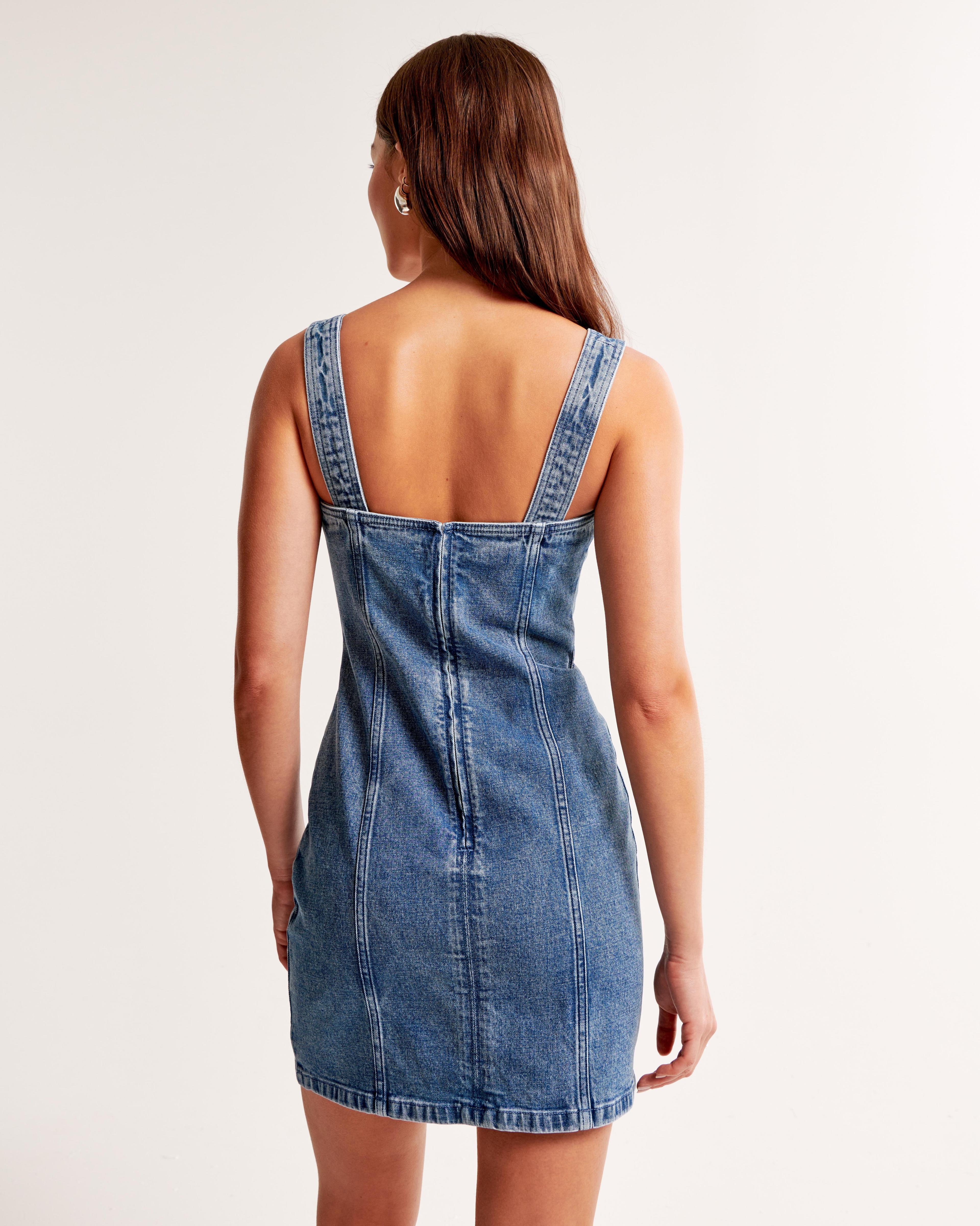 Wide Strap Denim Mini Dress Product Image