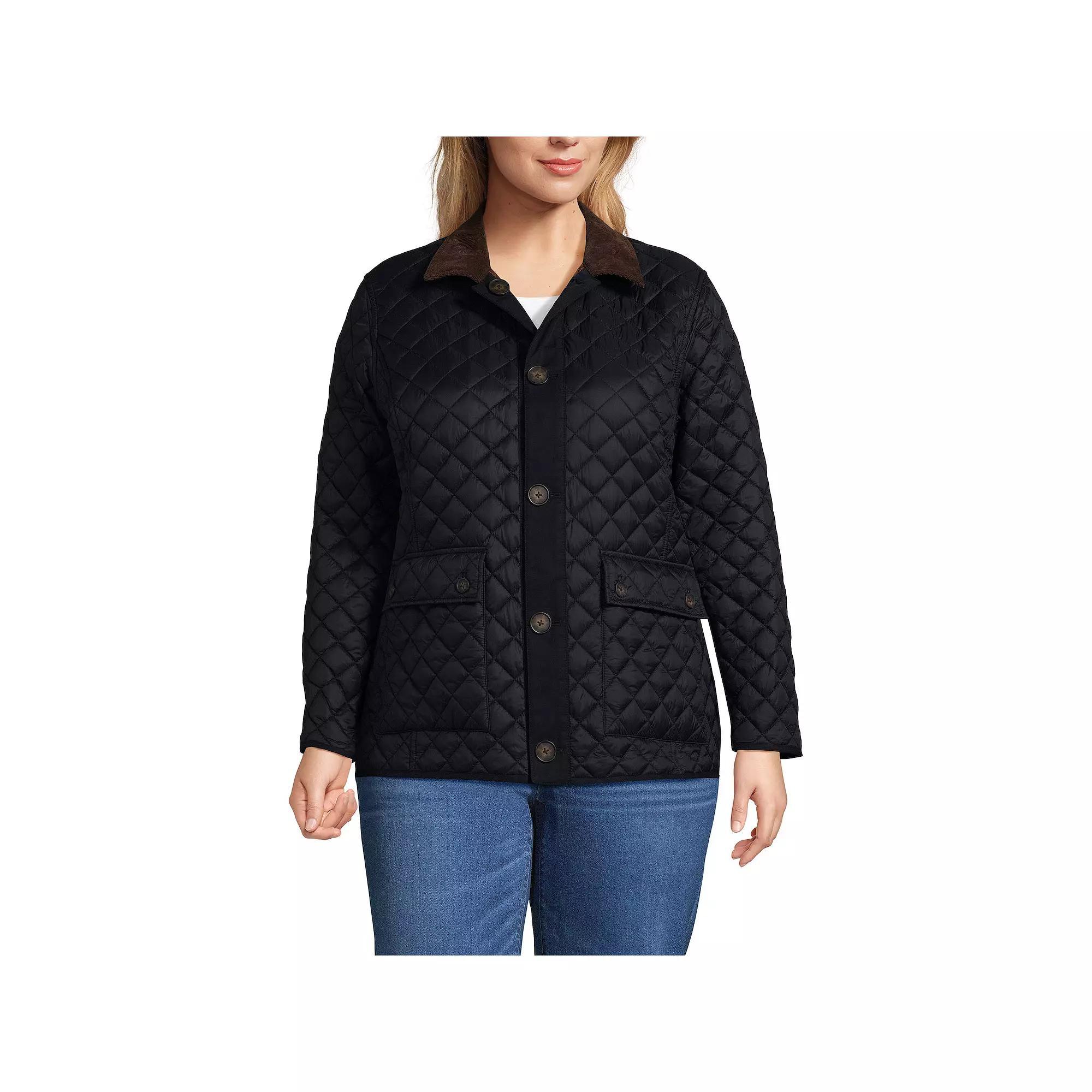 Plus Size Lands' End Reversible Quilted Barn Coat, Women's, Size: 2XL, Black Rustic Brown Product Image