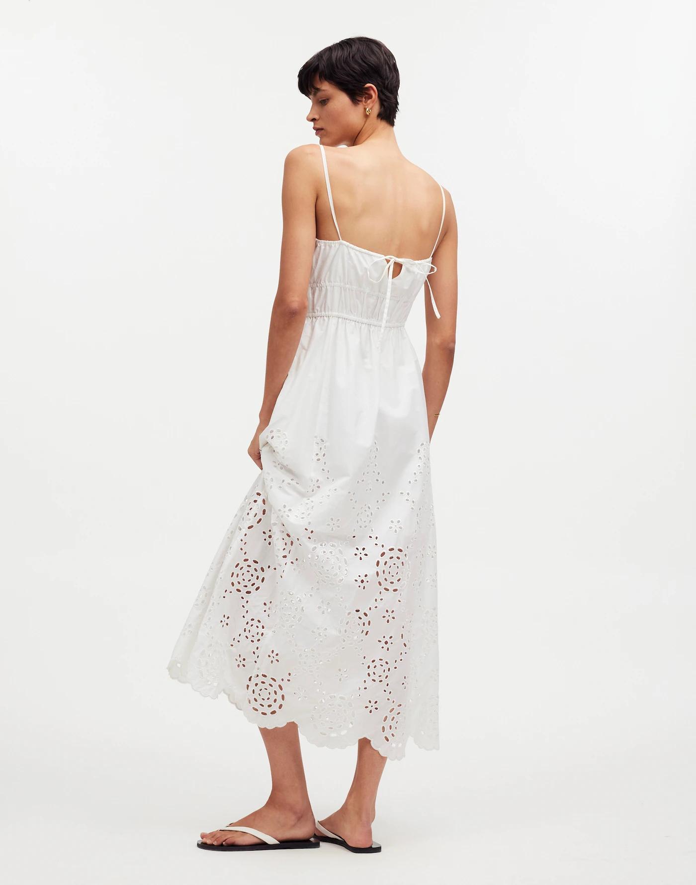 Embroidered Tank Midi Dress in Poplin Product Image