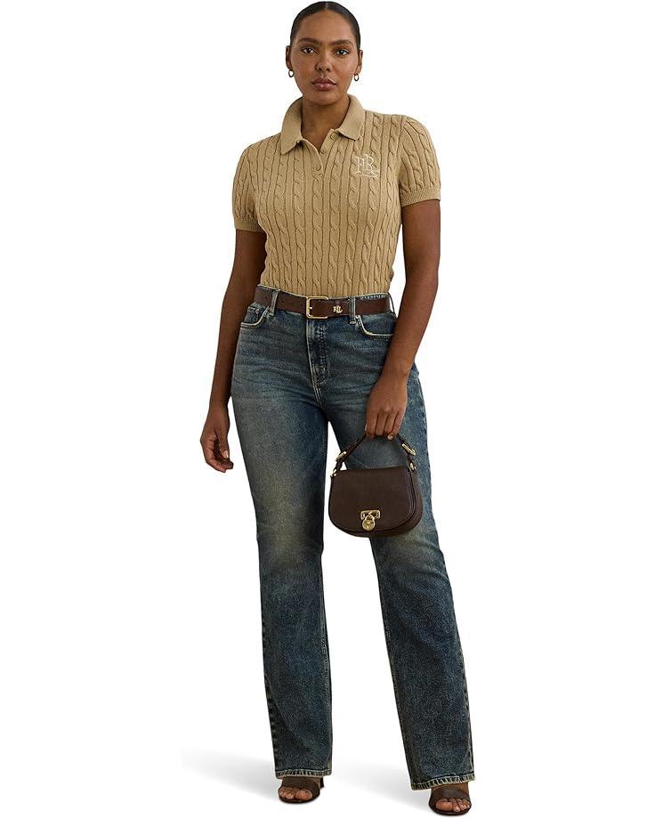 Cable-Knit Cotton Polo Sweater Product Image