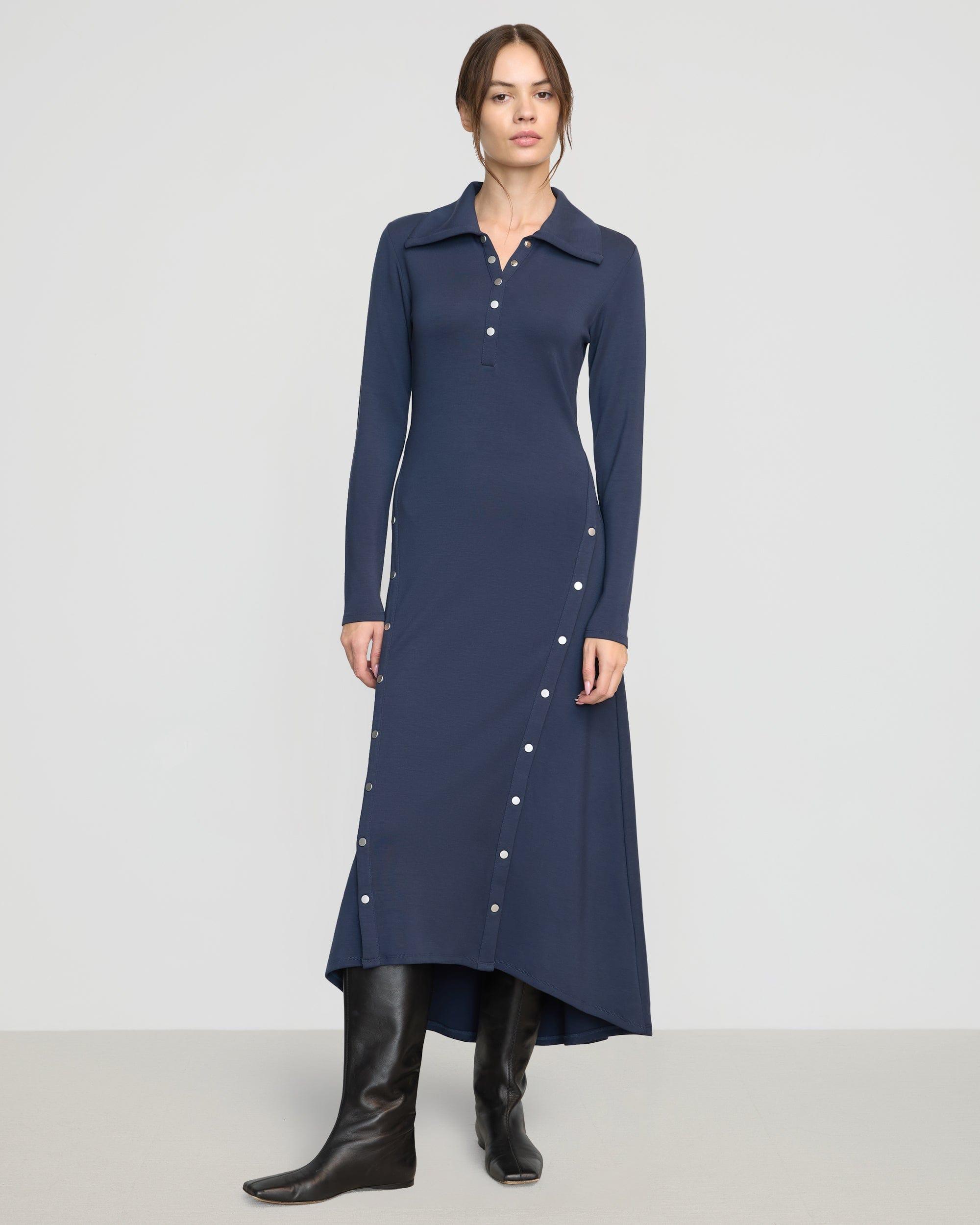 Shawna Button-Accent Collared Dress Product Image
