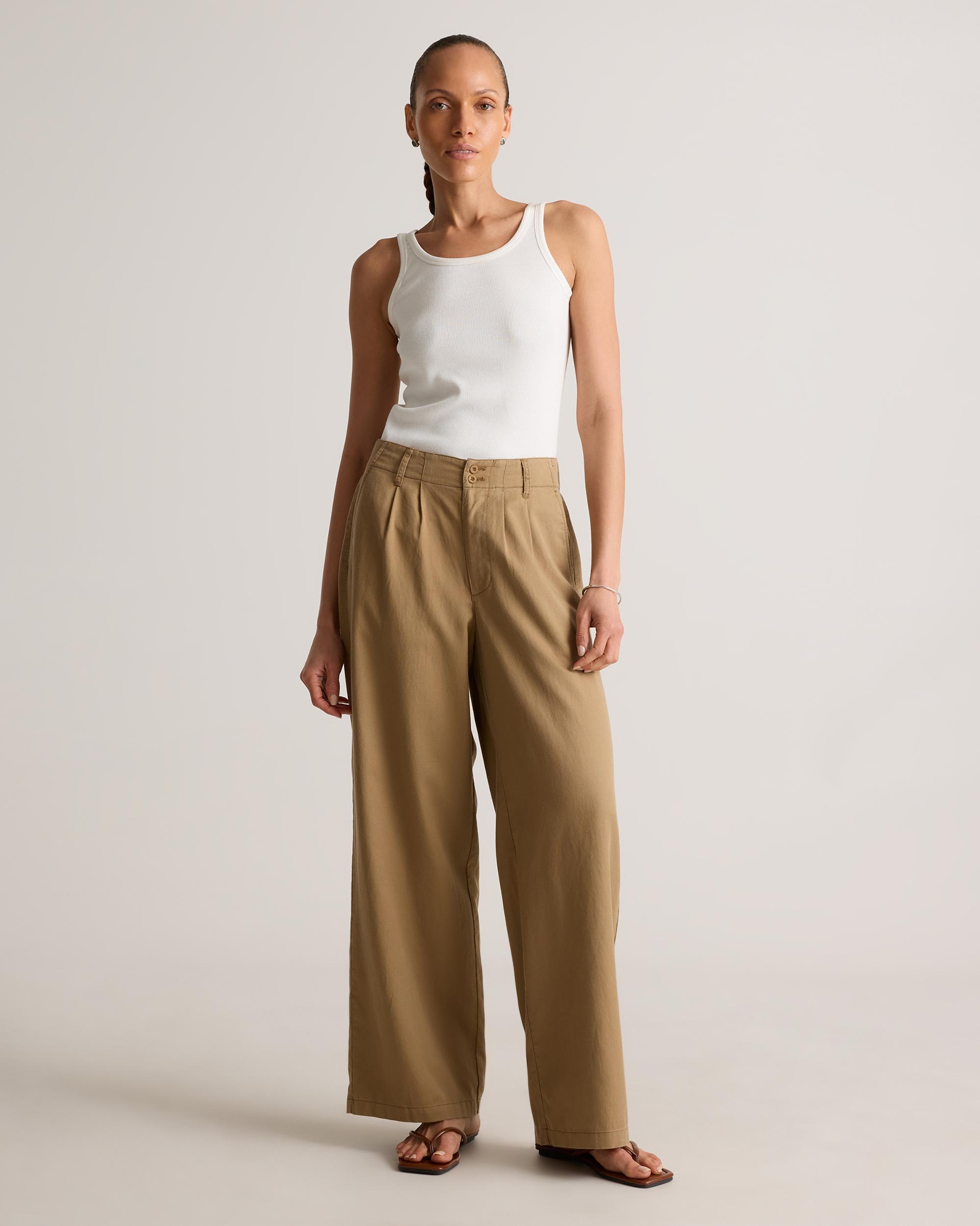 Quince | Women's Drapey Twill Pleated Trouser Tencel Product Image