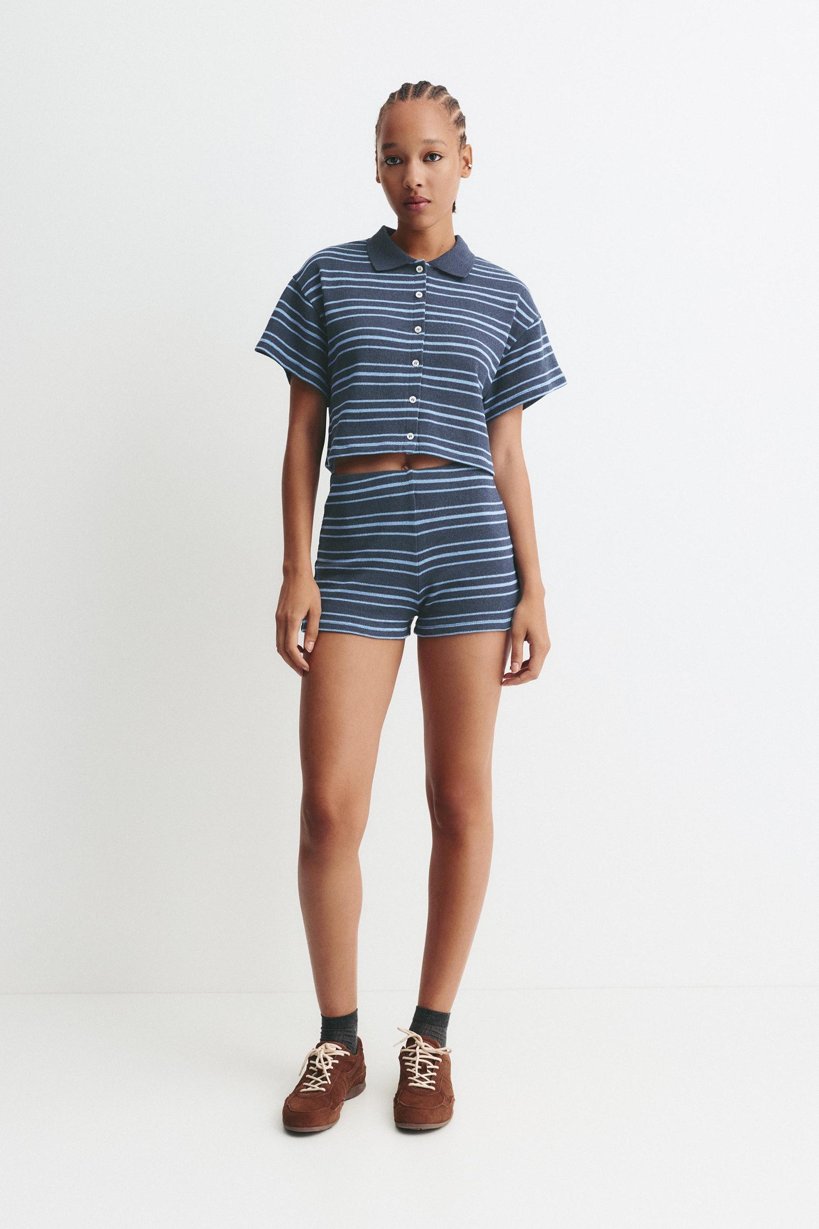 Striped knit polo shirt Product Image