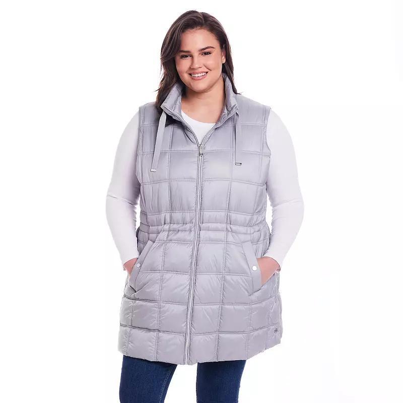 Plus Size Weathercast Box Quilted Longline Puffer, Women's, Size: 1XL, Merlot Product Image