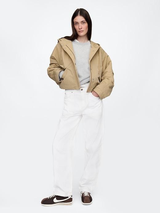 Hooded Nylon Cropped Jacket Product Image