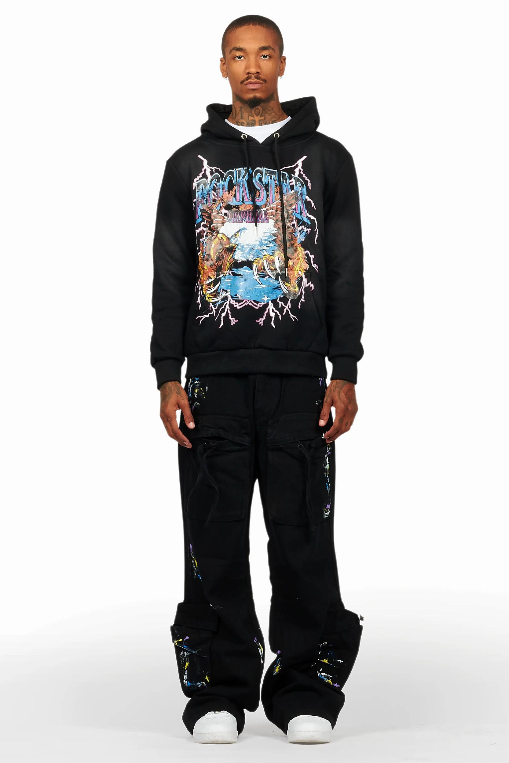 Darken Black Hoodie/Baggy Fit Cargo Jean Set Male Product Image