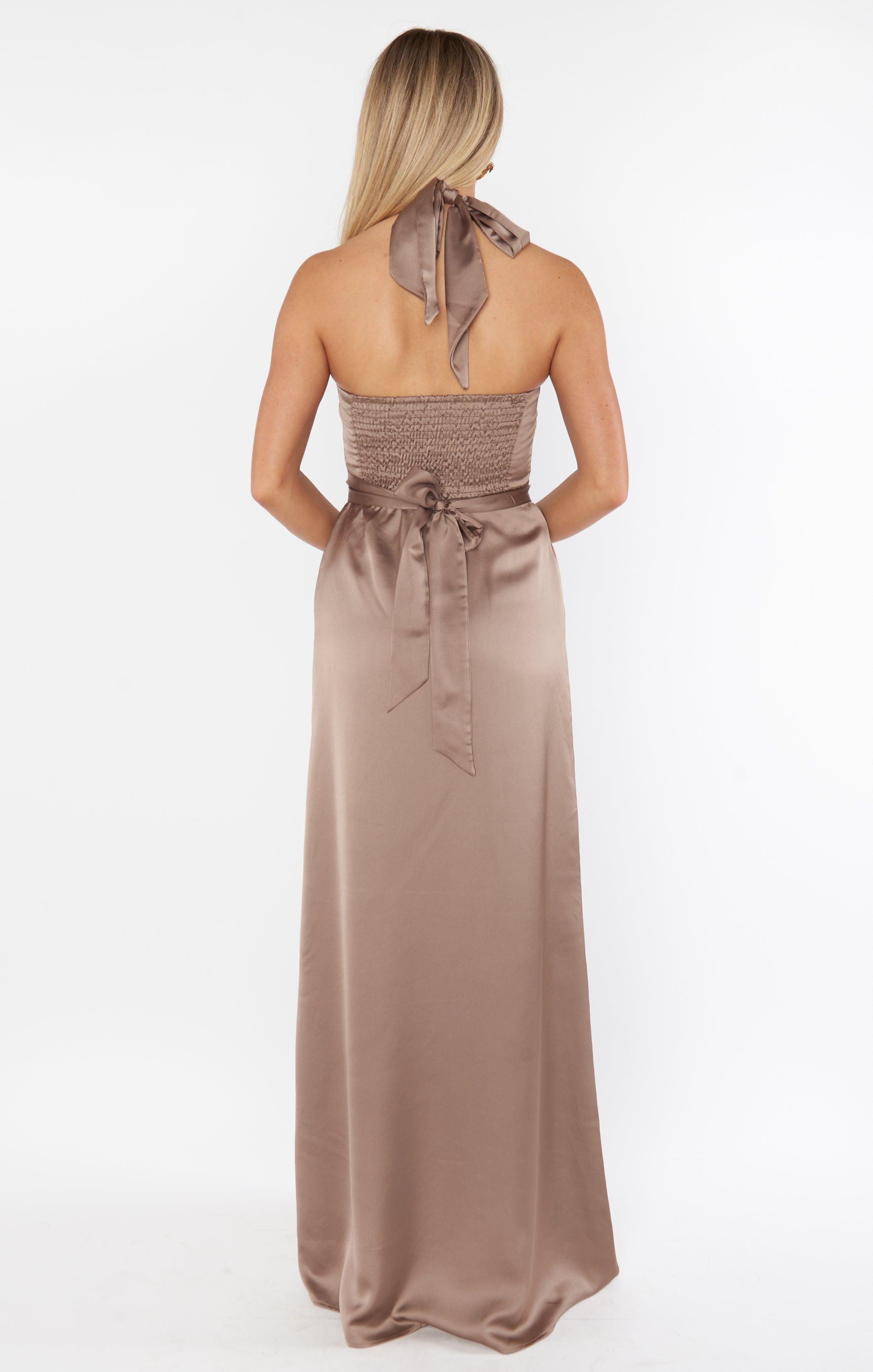 Hazel Halter Maxi Dress ~ Dune Luxe Satin Product Image