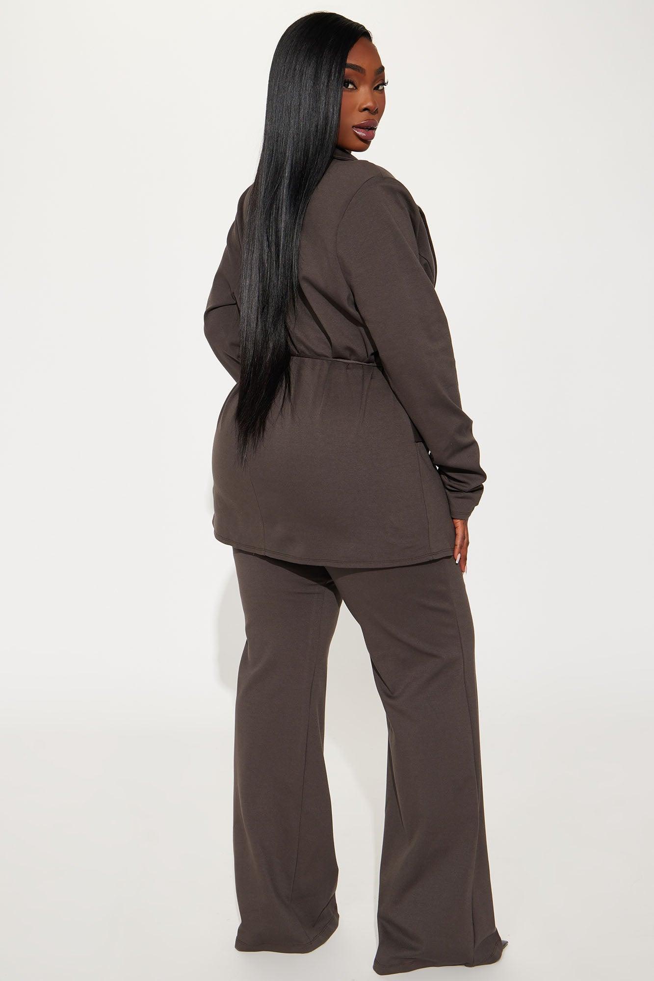 Very Mindful Blazer Pant Set - Brown Product Image