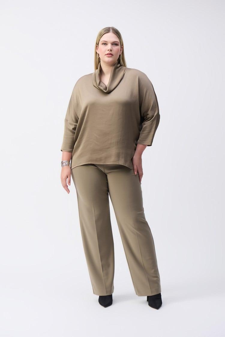 Satin Cowl Collar Top- Java Product Image