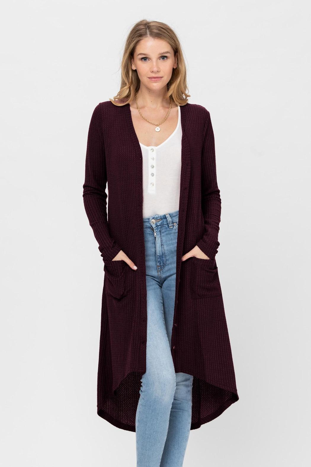 Button Down Solid Color Knit Cardigans With Pockets Product Image