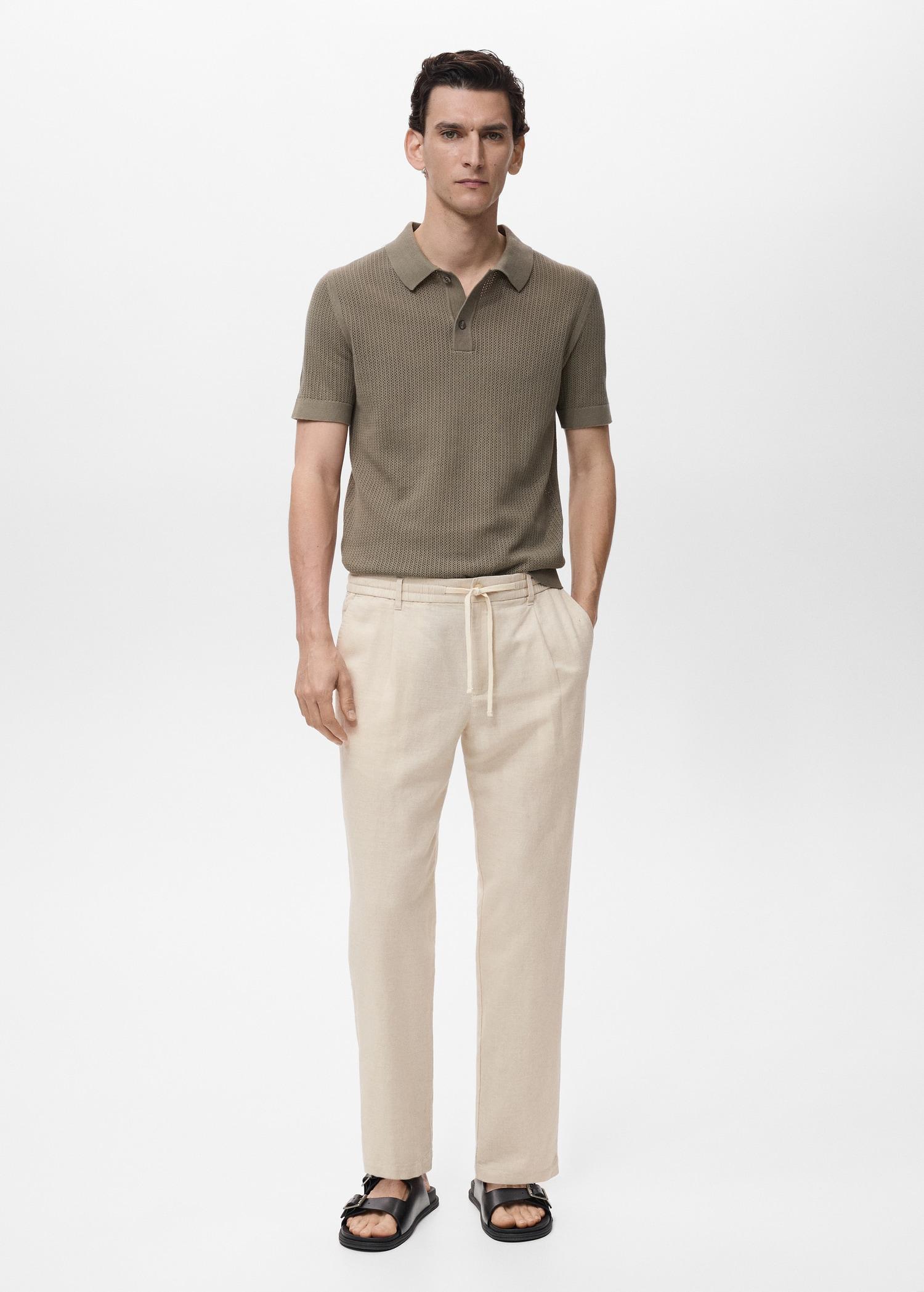 Slim-fit pants with drawstring - Men | MANGO USA Product Image
