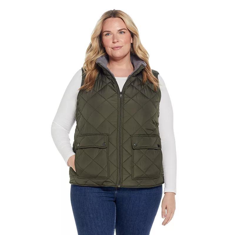 Plus Size Weathercast Midweight Reversible Vest, Women's, Size: 3XL, Dusty Green Product Image