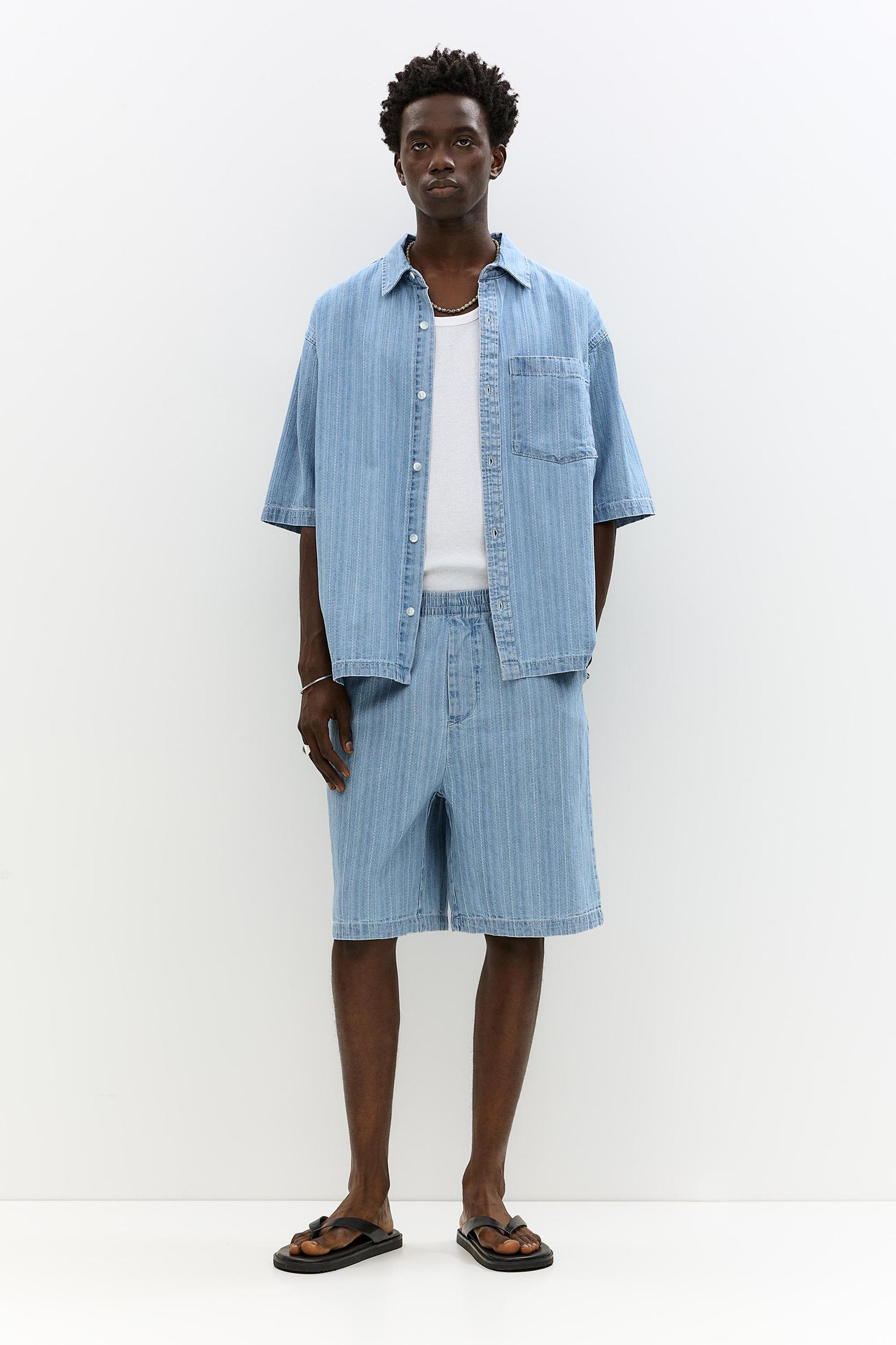 Jacquard denim Bermuda shorts Product Image