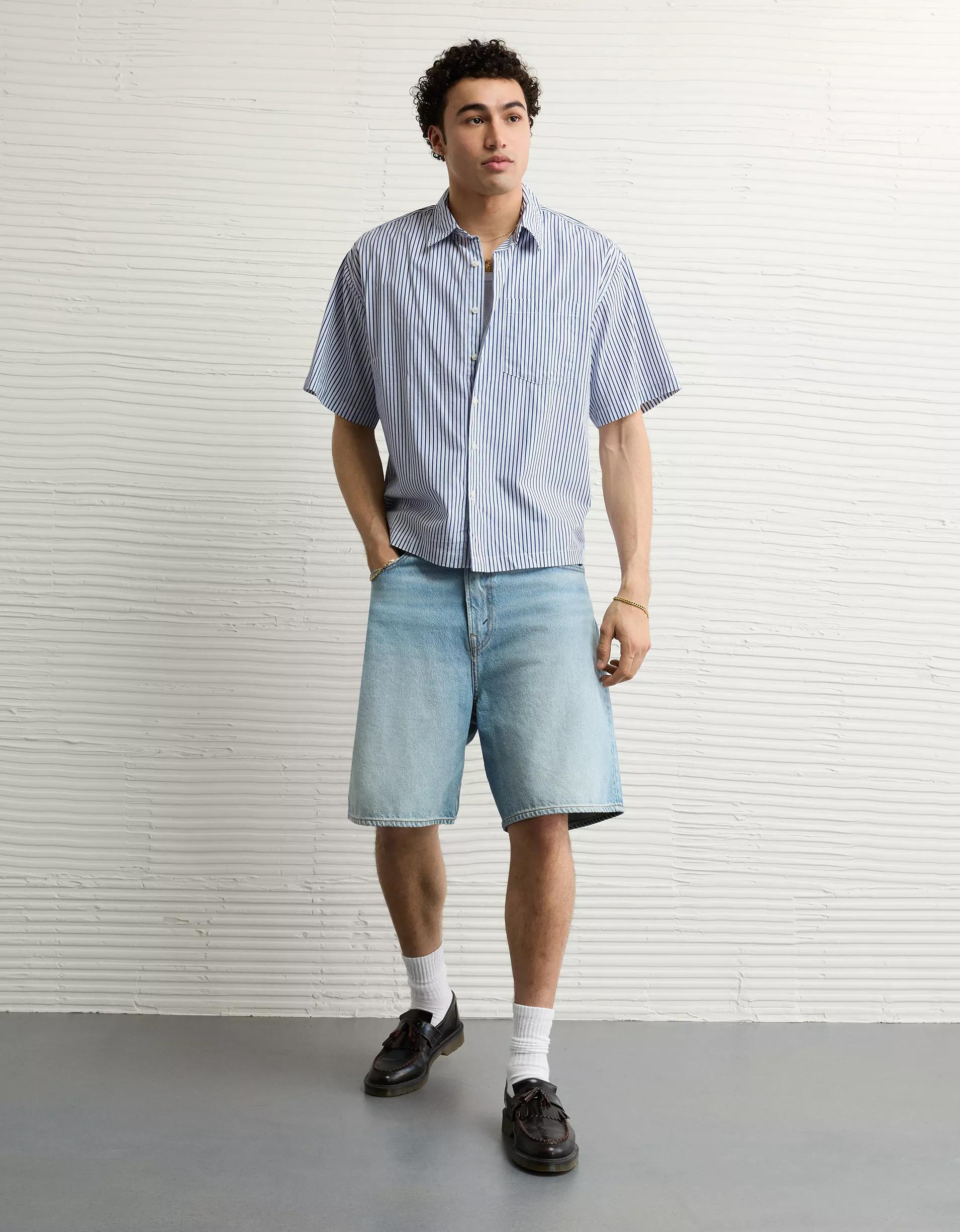 AE Poolside Poplin Striped Button-Up Shirt Product Image